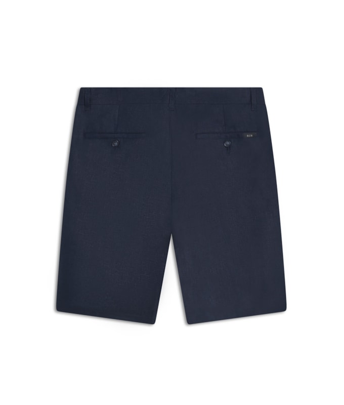 Bermuda Puro Linho Puro Linho Long  Liso Marinho