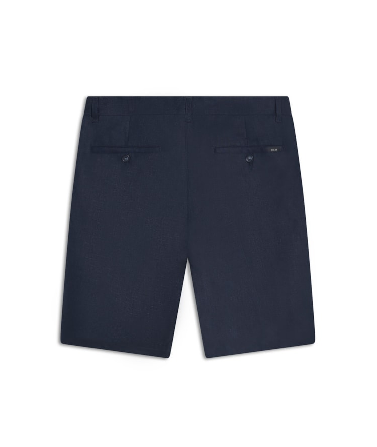 Bermuda Puro Linho Puro Linho Long  Liso Marinho