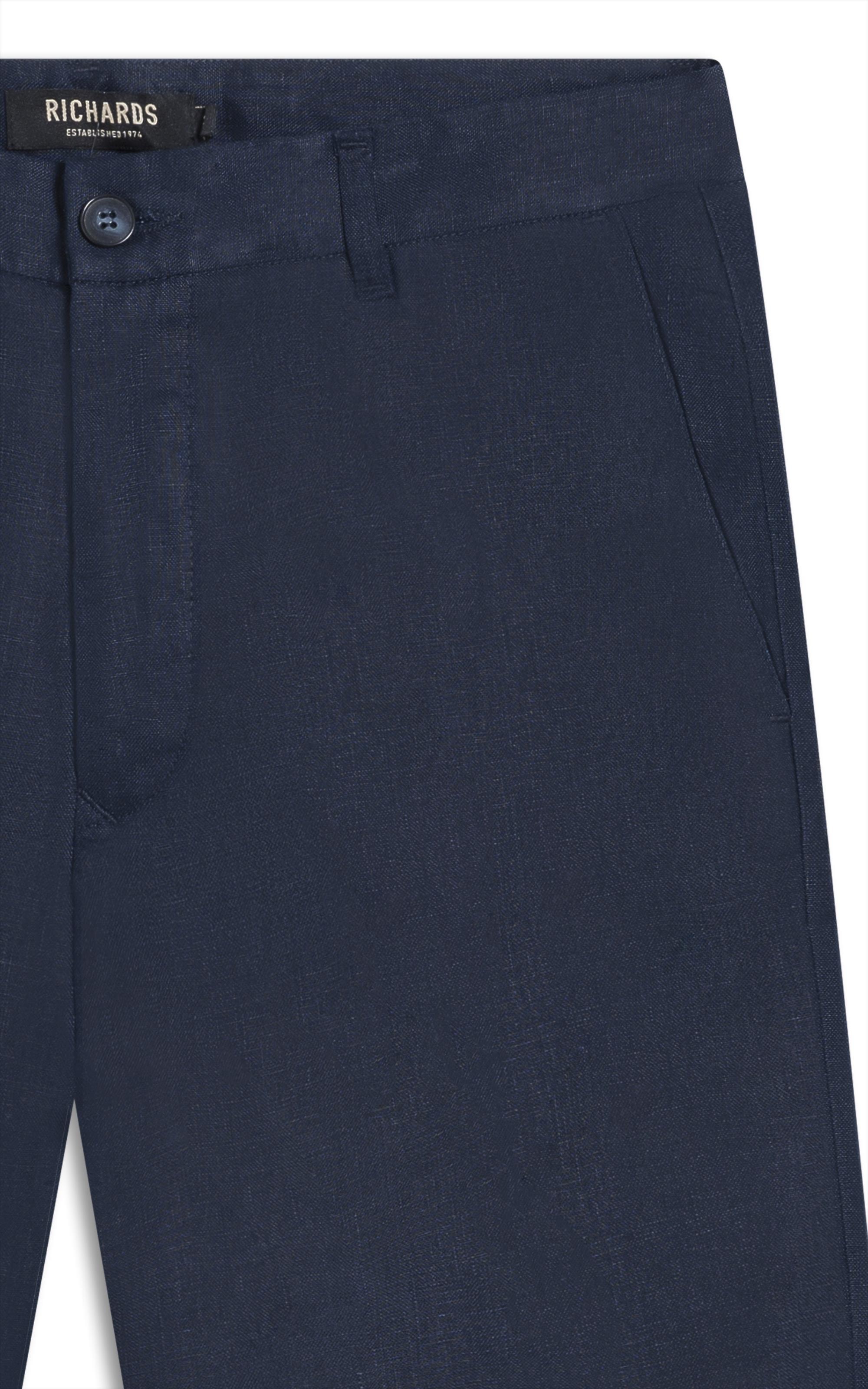 Bermuda Puro Linho Puro Linho Long  Liso Marinho