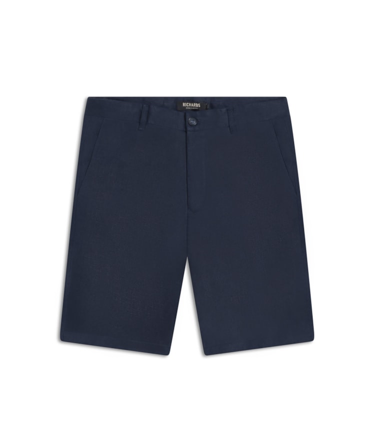 Bermuda Puro Linho Puro Linho Long  Liso Marinho