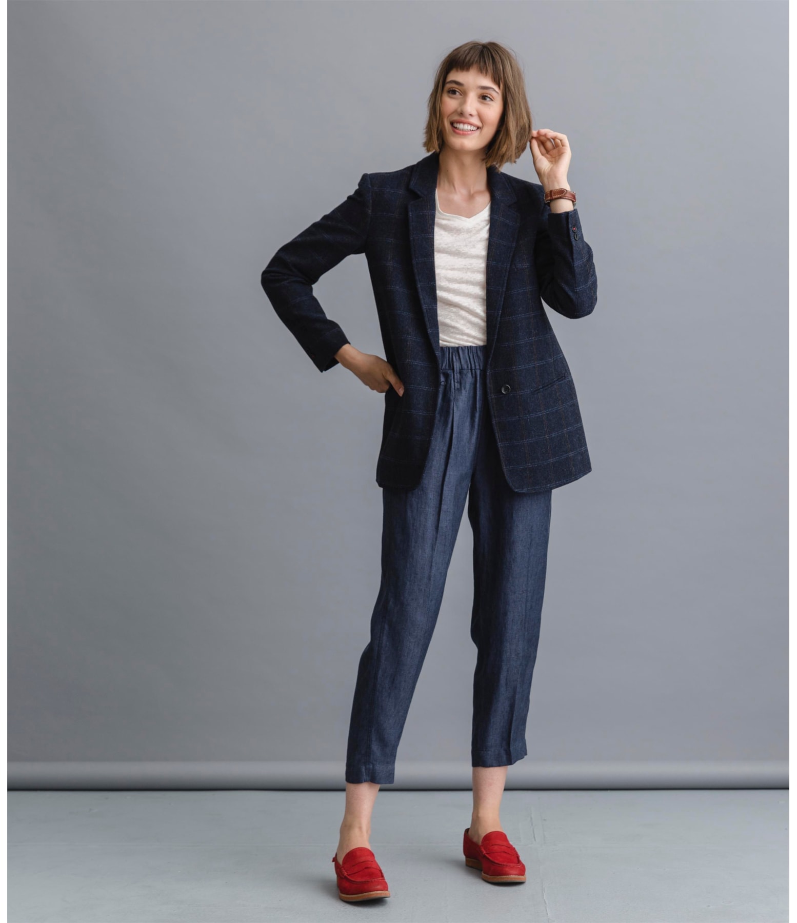 Blazer Estocolmo Xadrez Azul Marinho