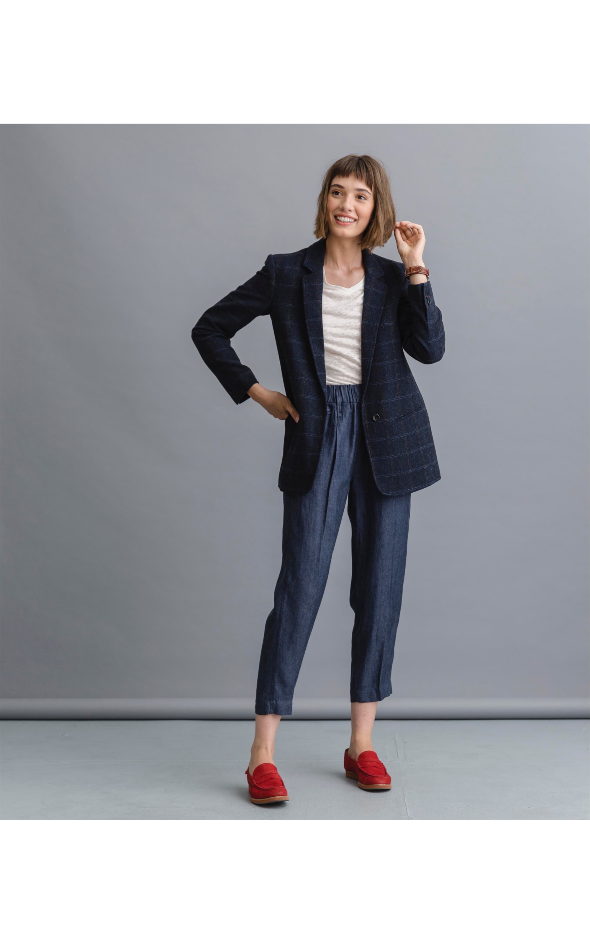 Blazer Estocolmo Xadrez Azul Marinho