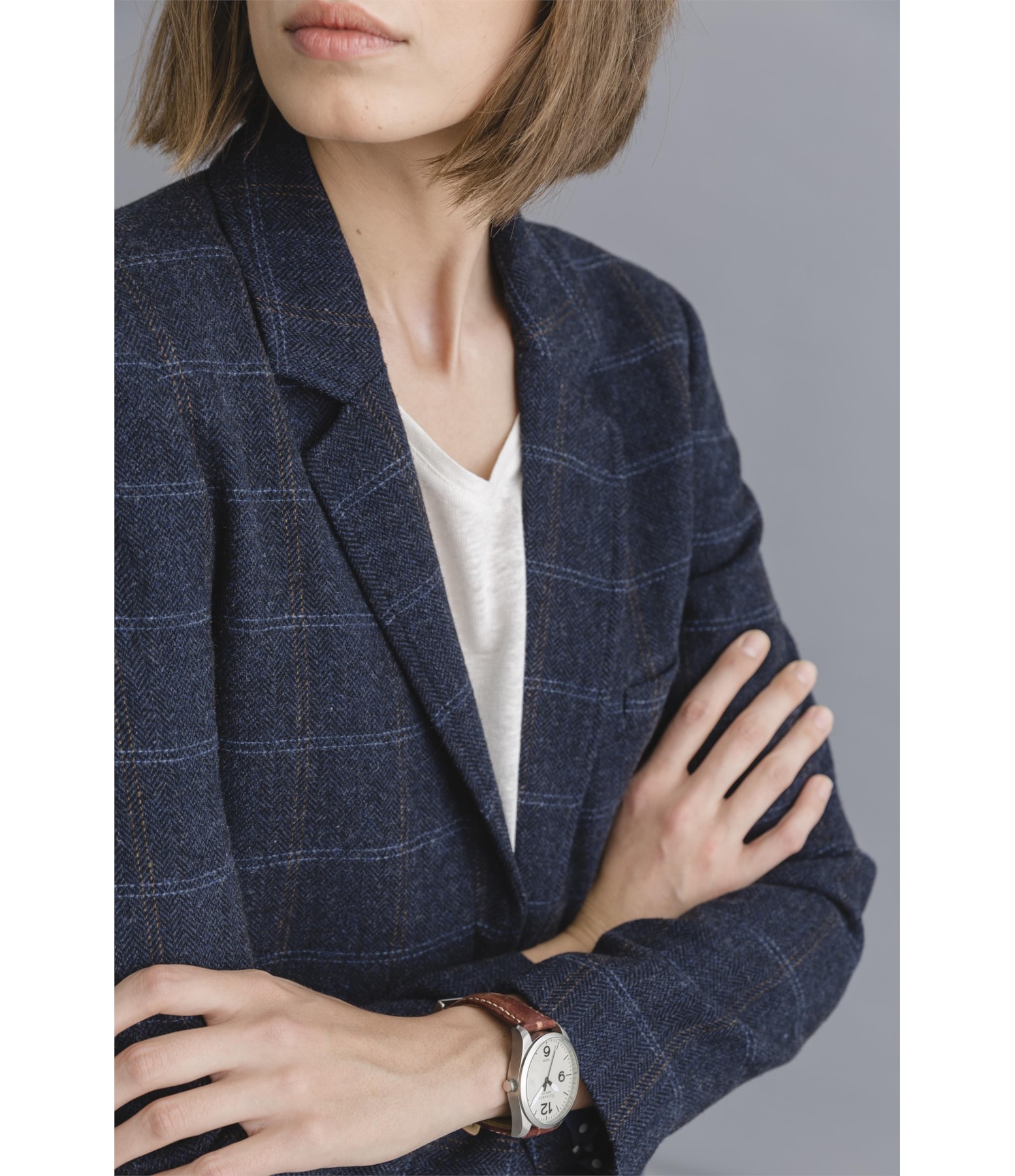Blazer Estocolmo Xadrez Azul Marinho