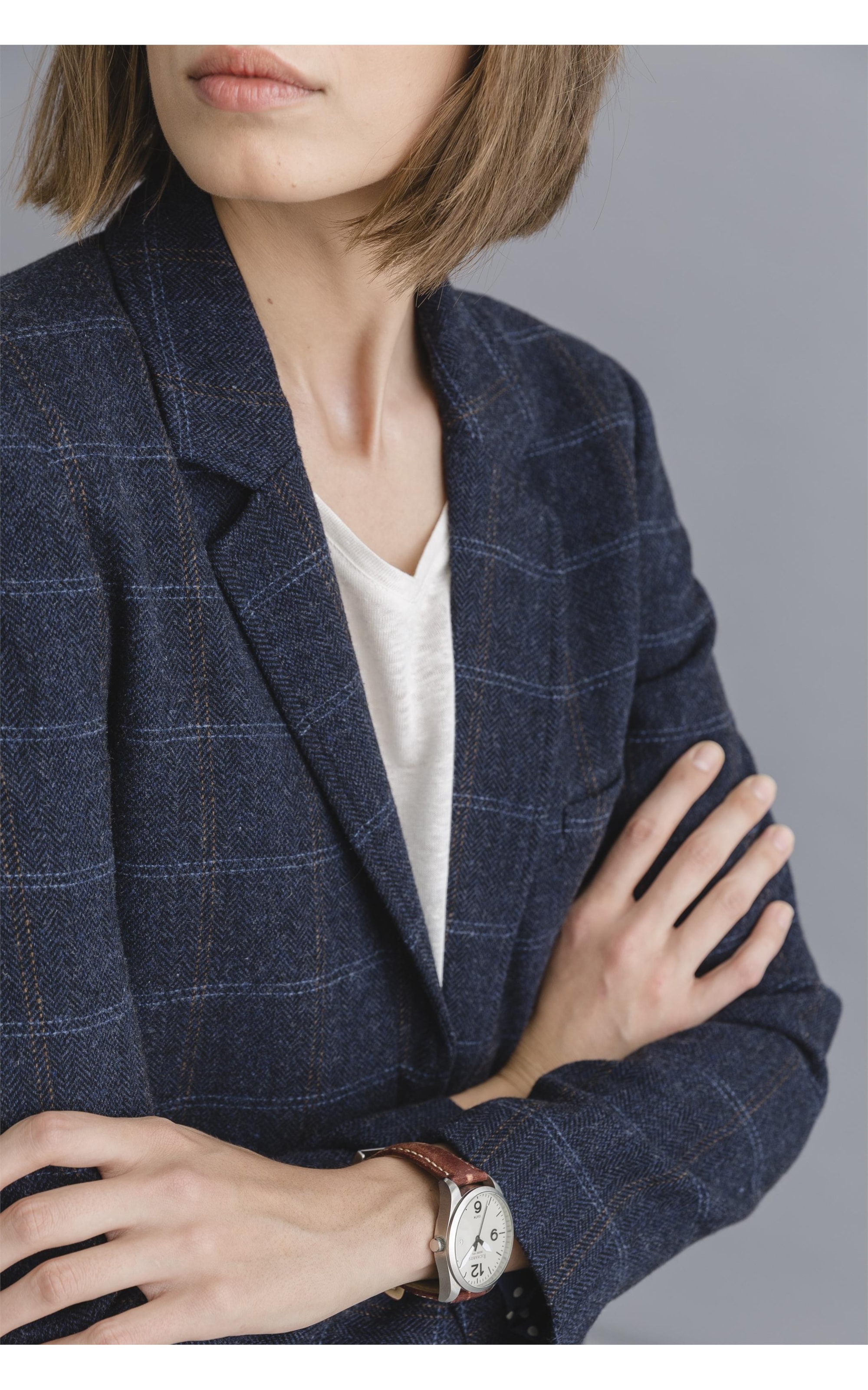 Blazer Estocolmo Xadrez Azul Marinho