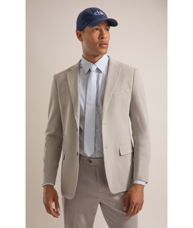 Blazer Interlock Knitted Cinza Claro