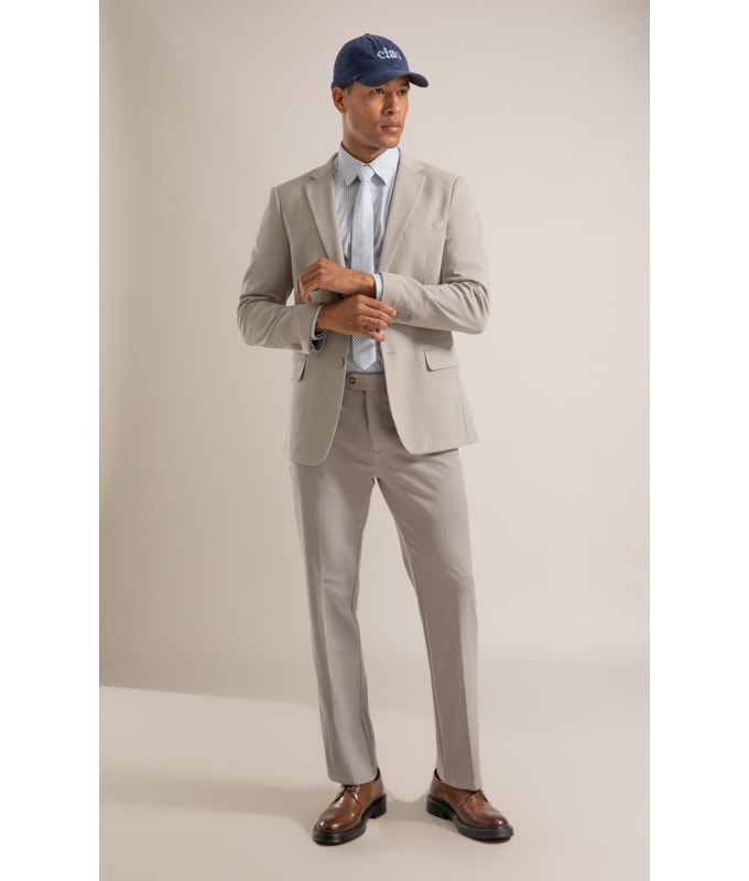 Blazer Interlock Knitted Cinza Claro
