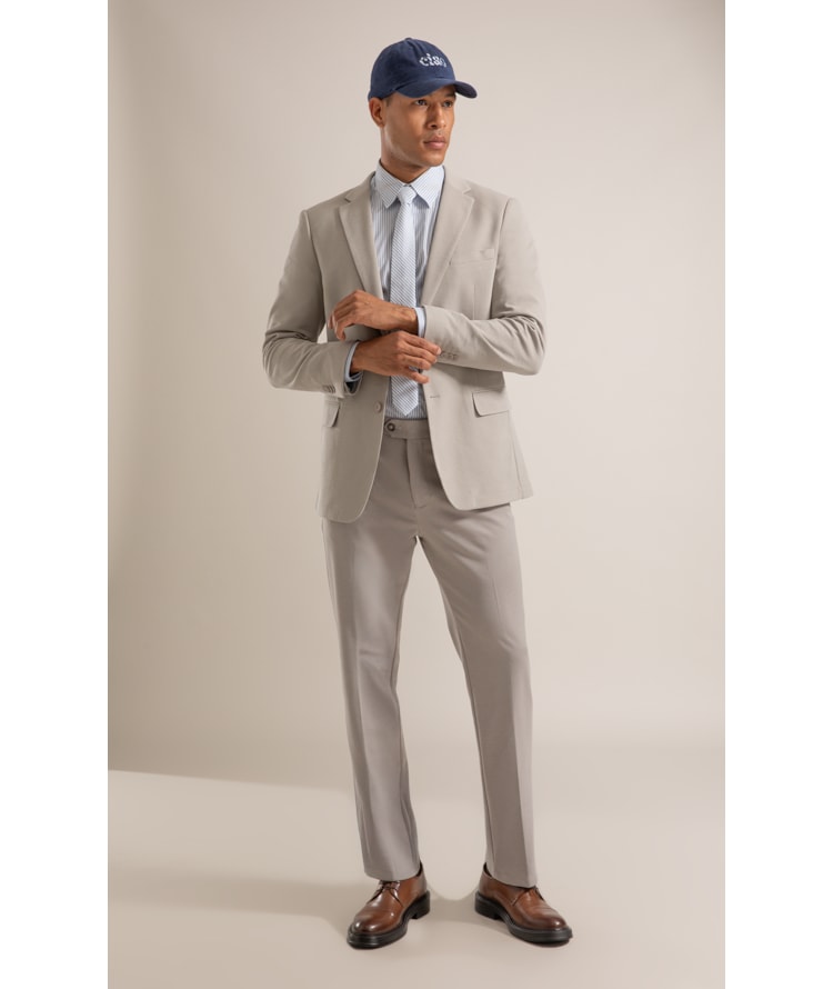 Blazer Interlock Knitted Cinza Claro