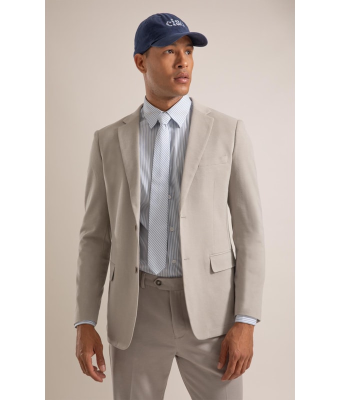 Blazer Interlock Knitted Cinza Claro