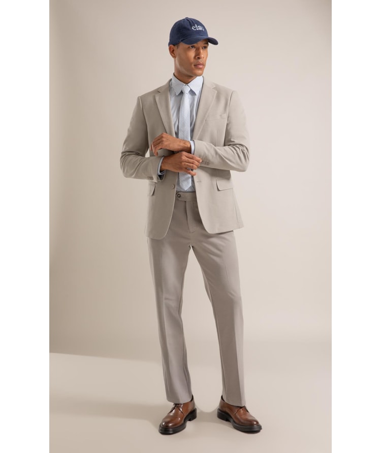 Blazer Interlock Knitted Cinza Claro