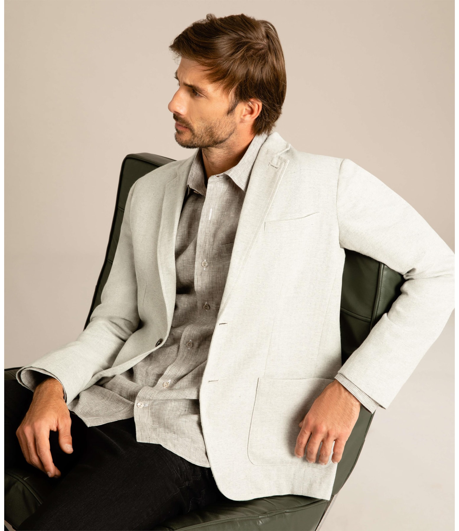 Blazer Linho  Fish Bone Silver Gray