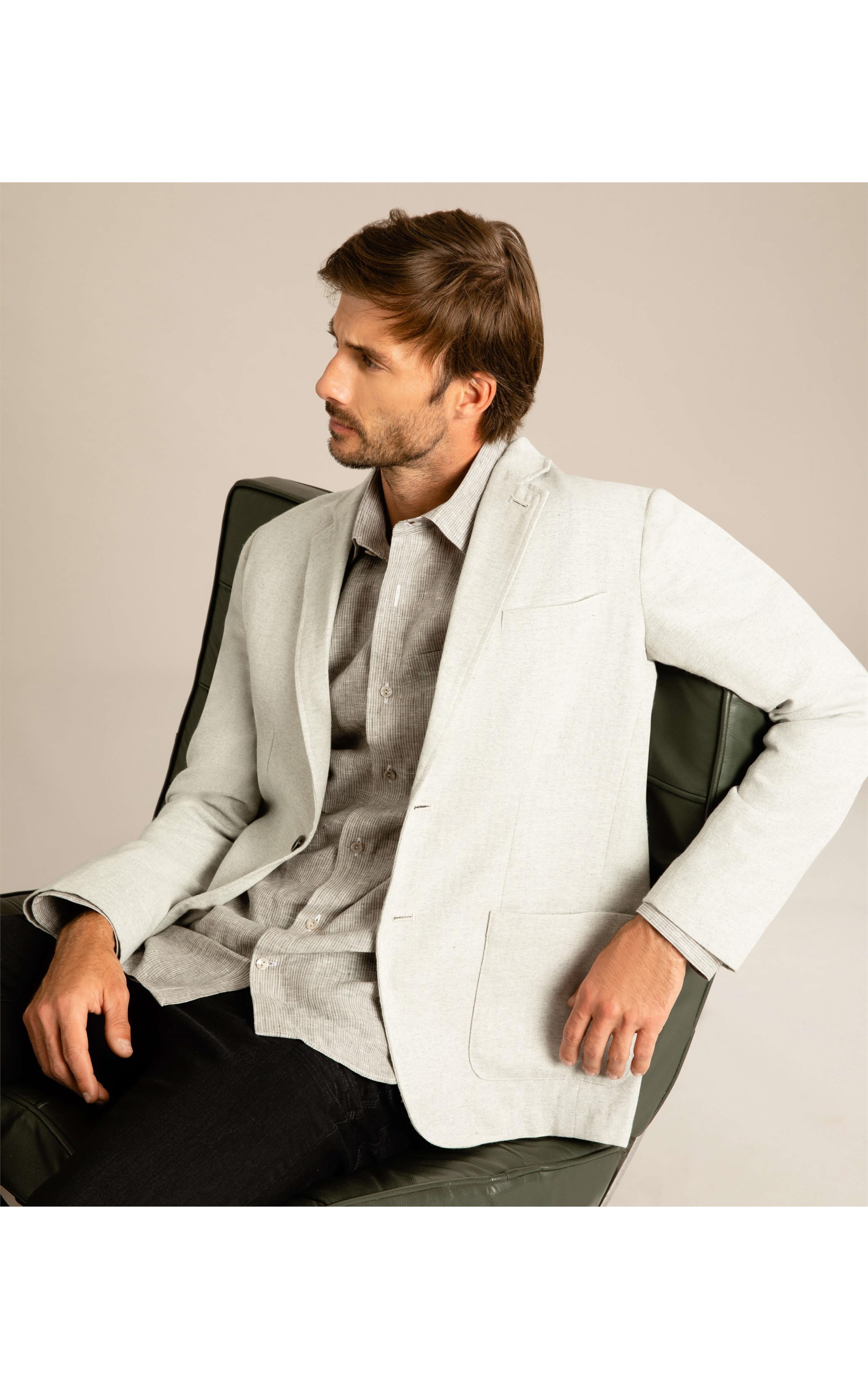 Blazer Linho  Fish Bone Silver Gray