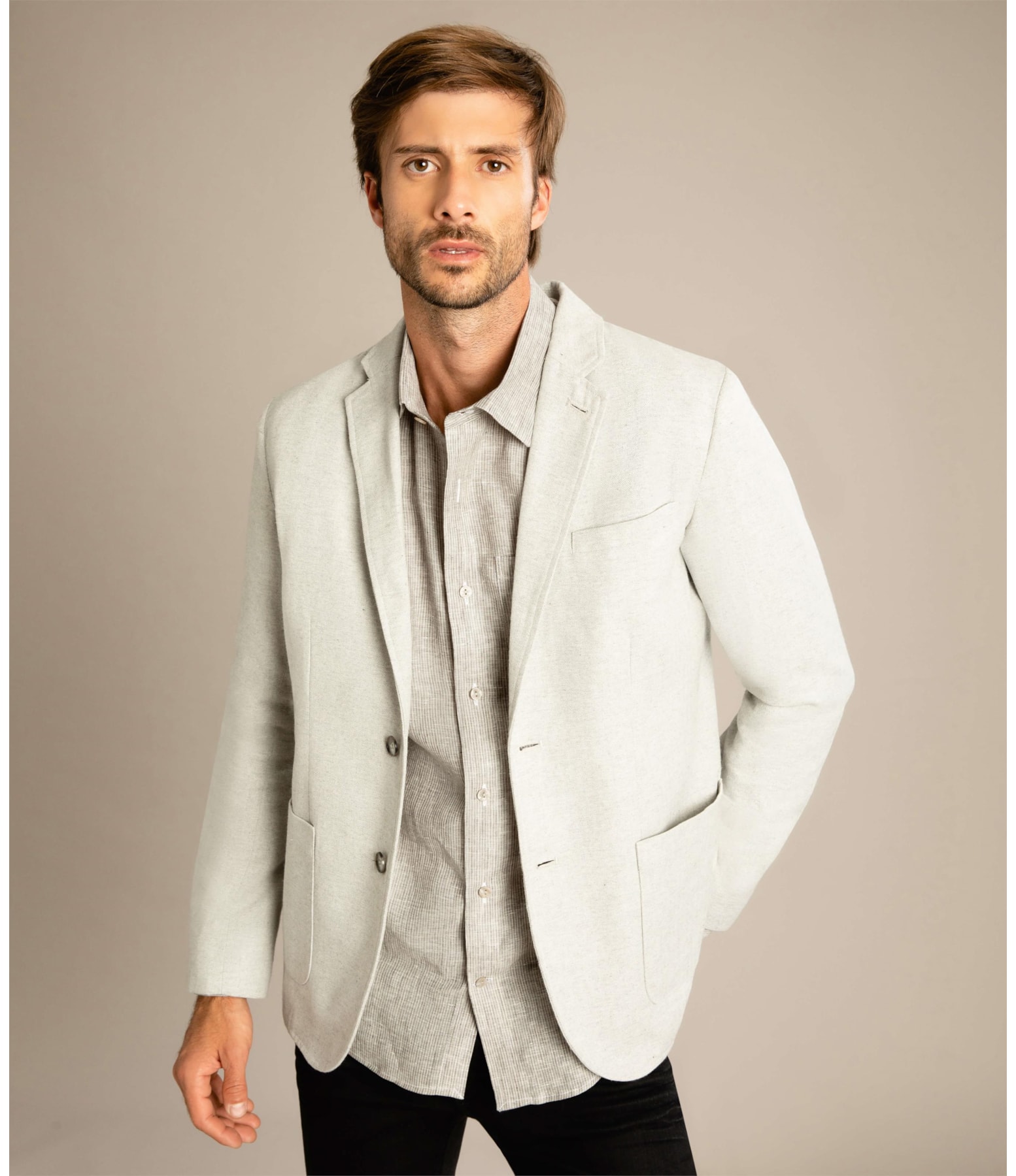 Blazer Linho  Fish Bone Silver Gray