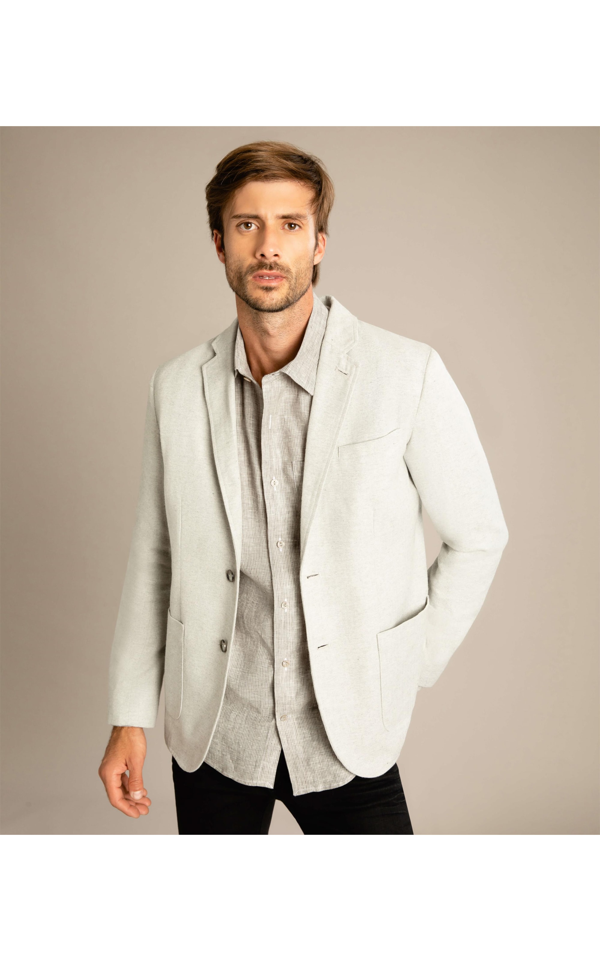 Blazer Linho  Fish Bone Silver Gray