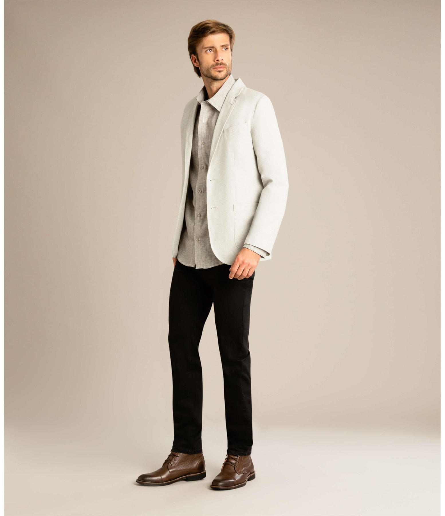 Blazer Linho  Fish Bone Silver Gray