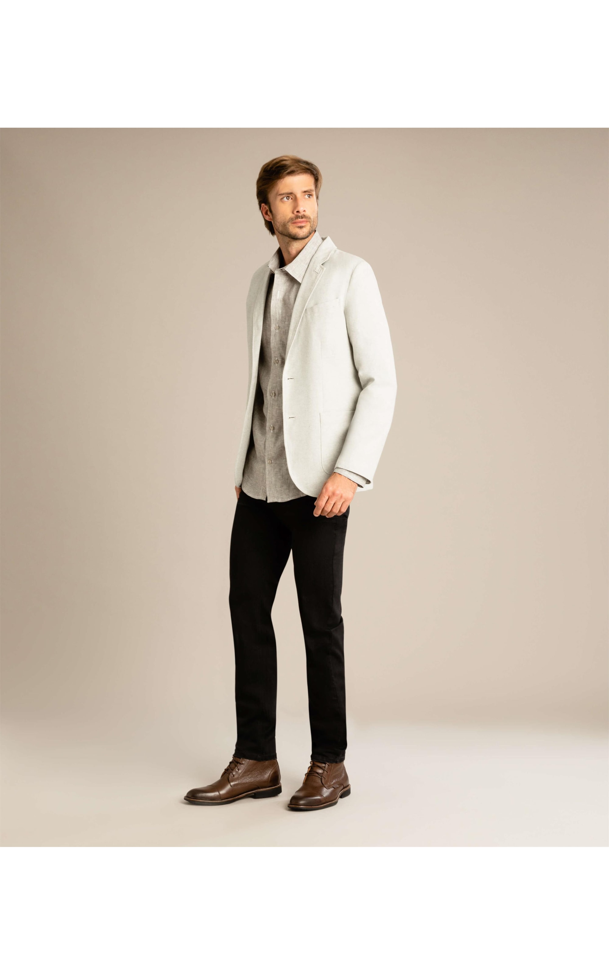 Blazer Linho  Fish Bone Silver Gray