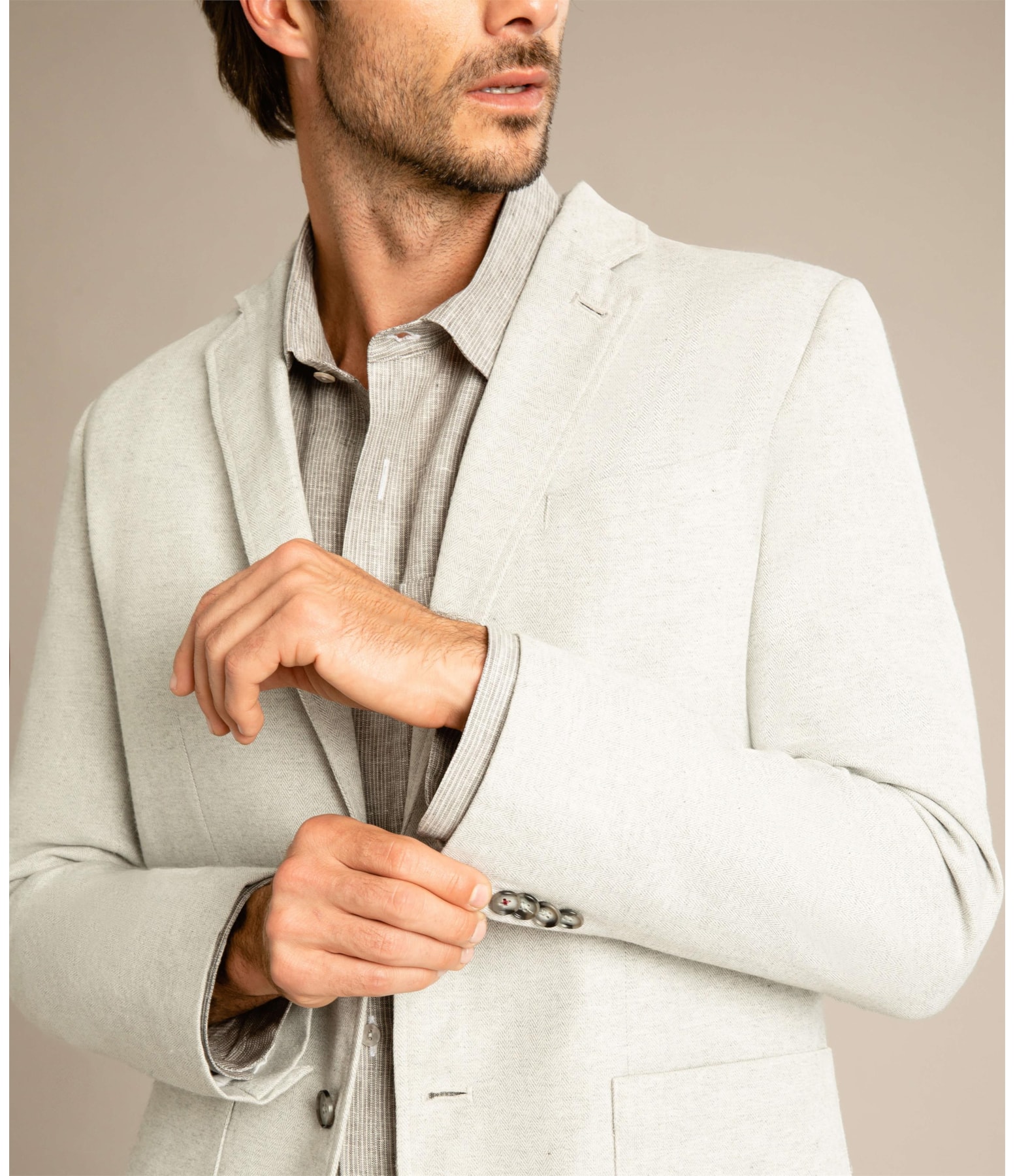 Blazer Linho  Fish Bone Silver Gray