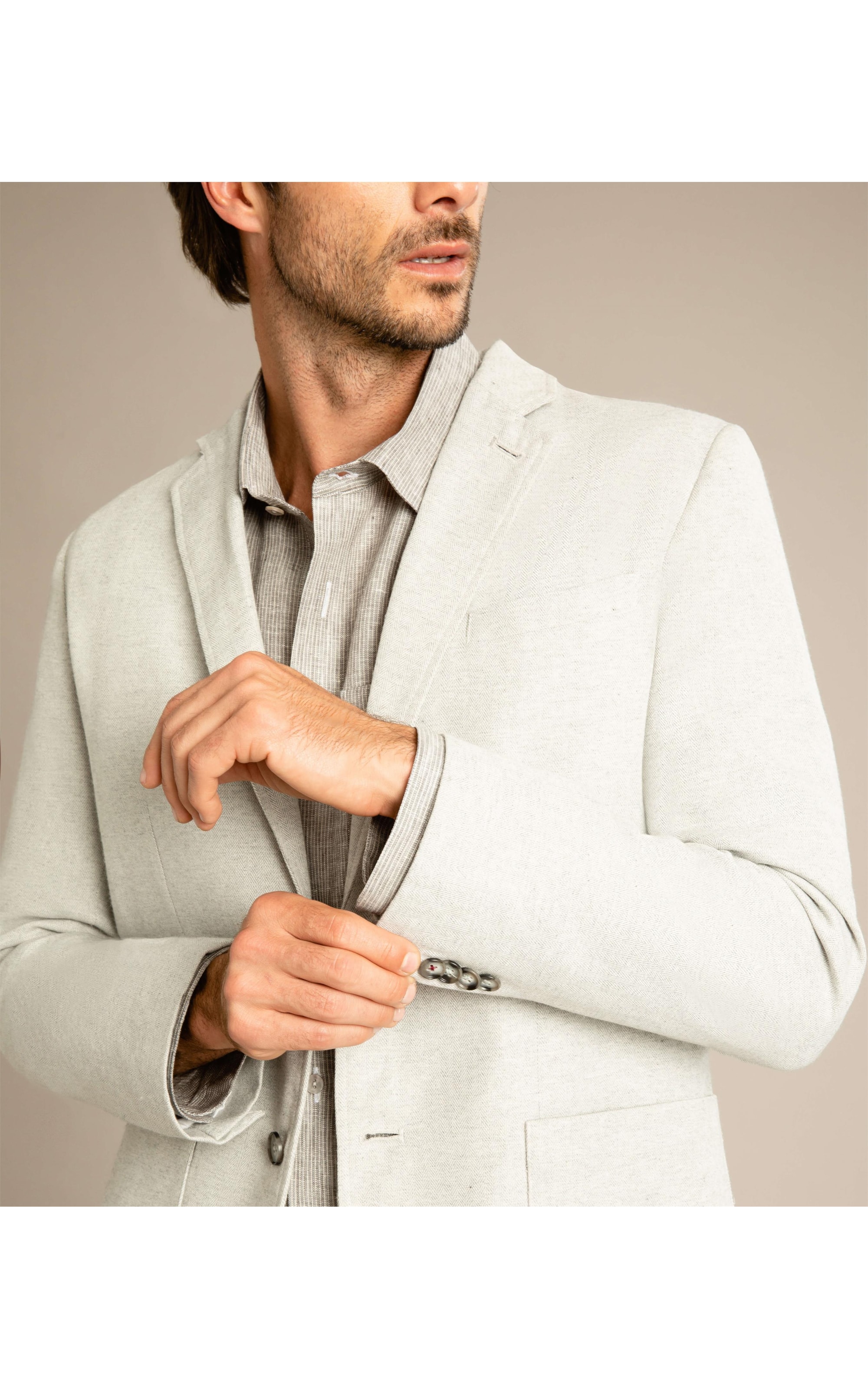 Blazer Linho  Fish Bone Silver Gray