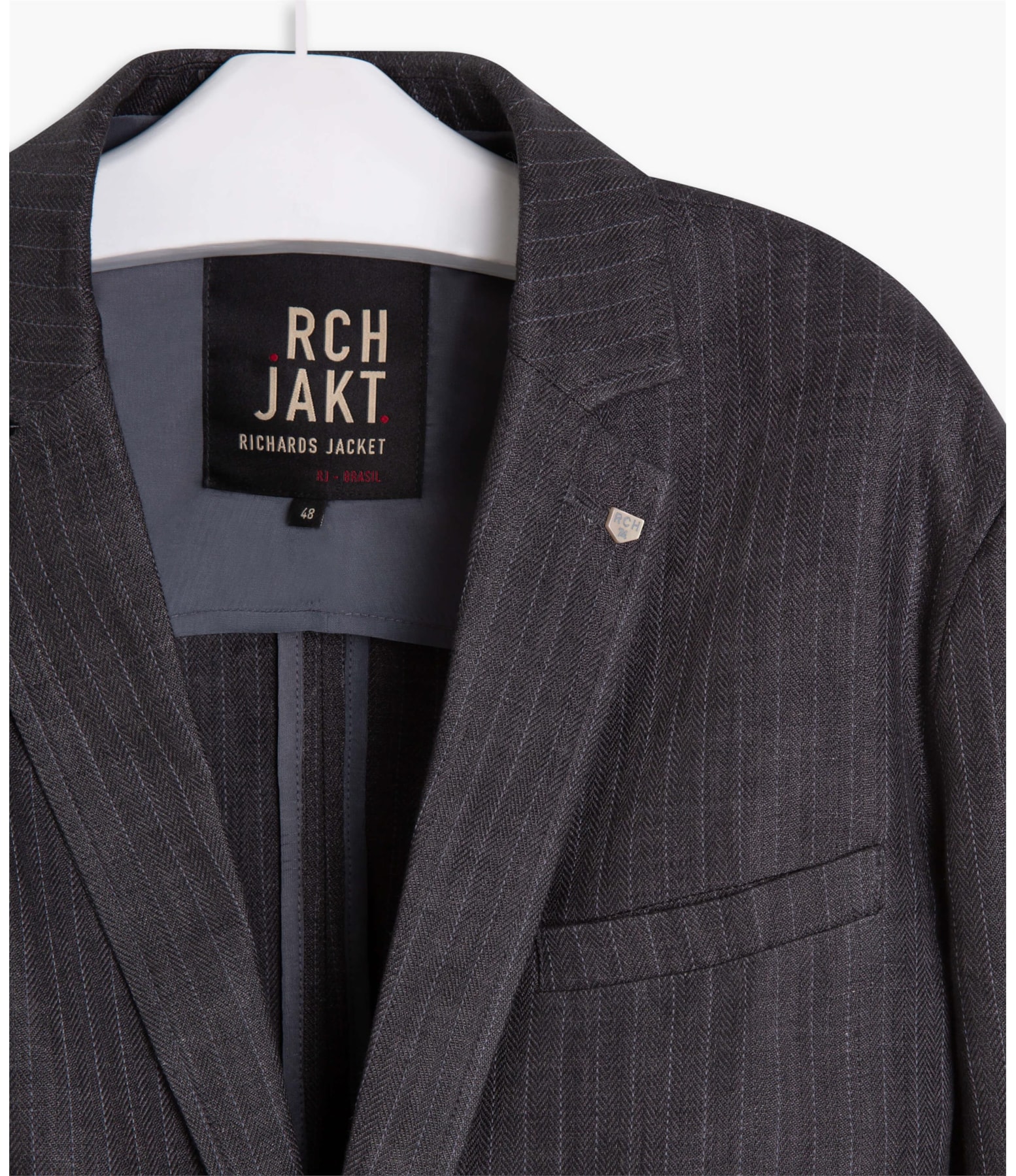 Blazer Linho  Herringbone  Chumbo Mescla