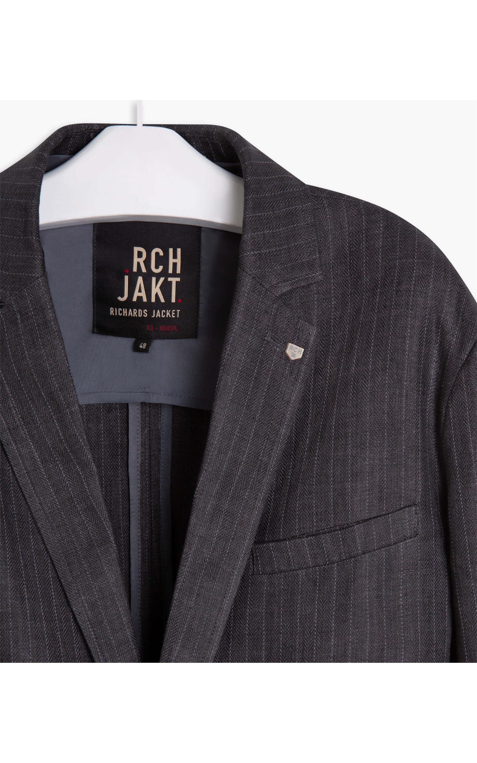 Blazer Linho  Herringbone  Chumbo Mescla