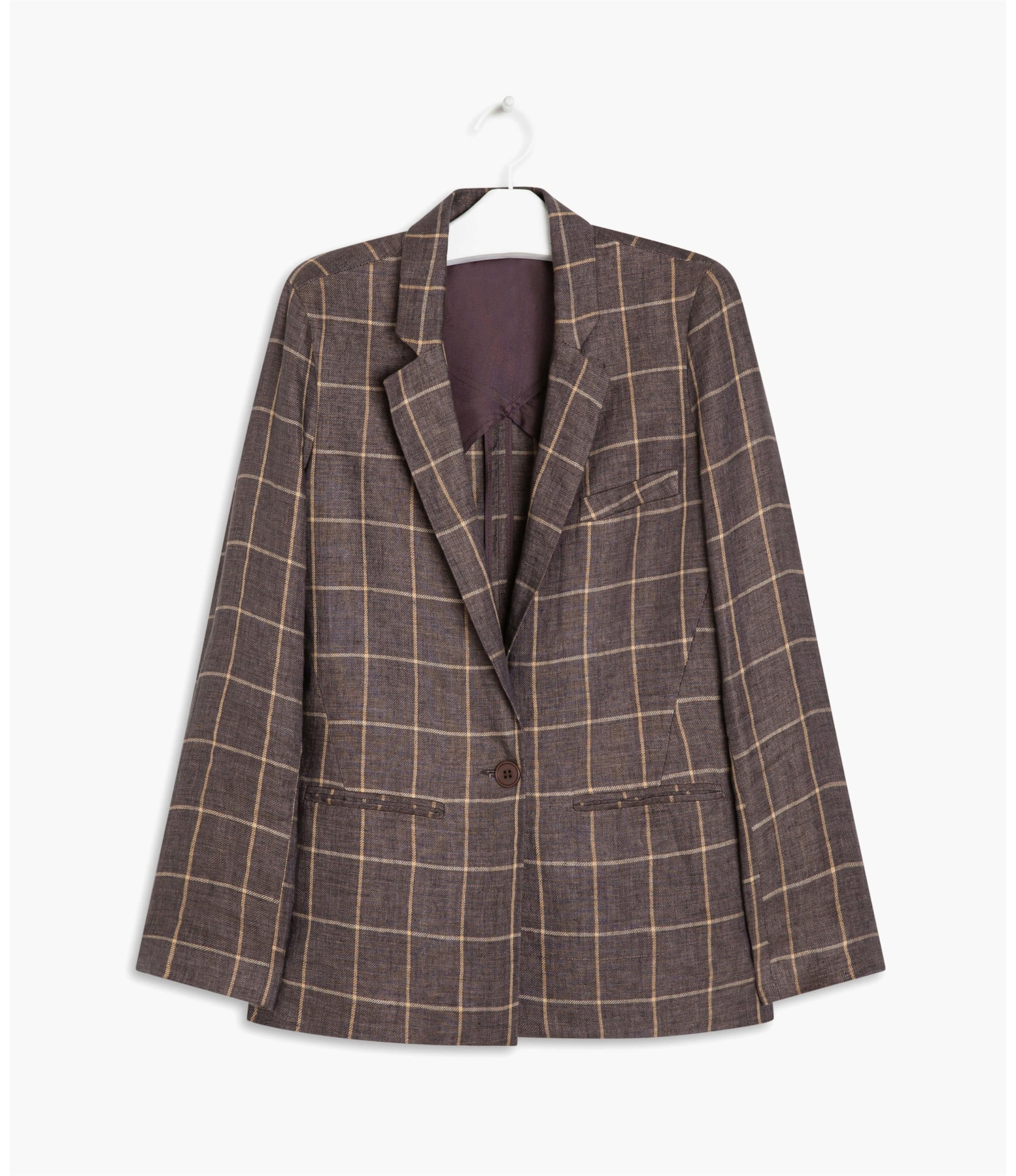 Blazer Linho  House Checks Marrom