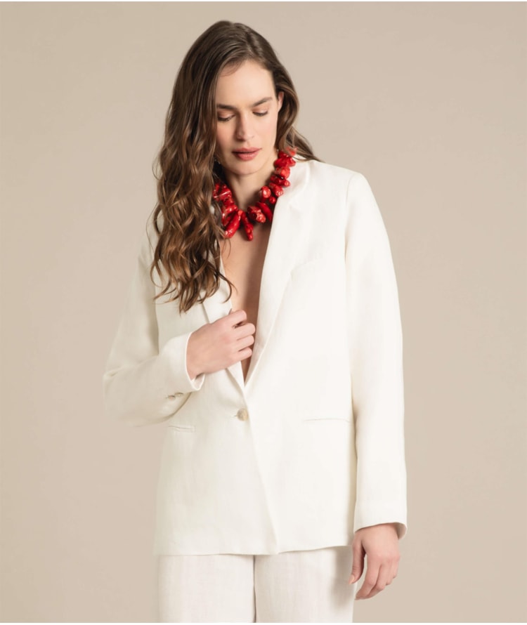 Blazer Linho  House Fishbone Branco
