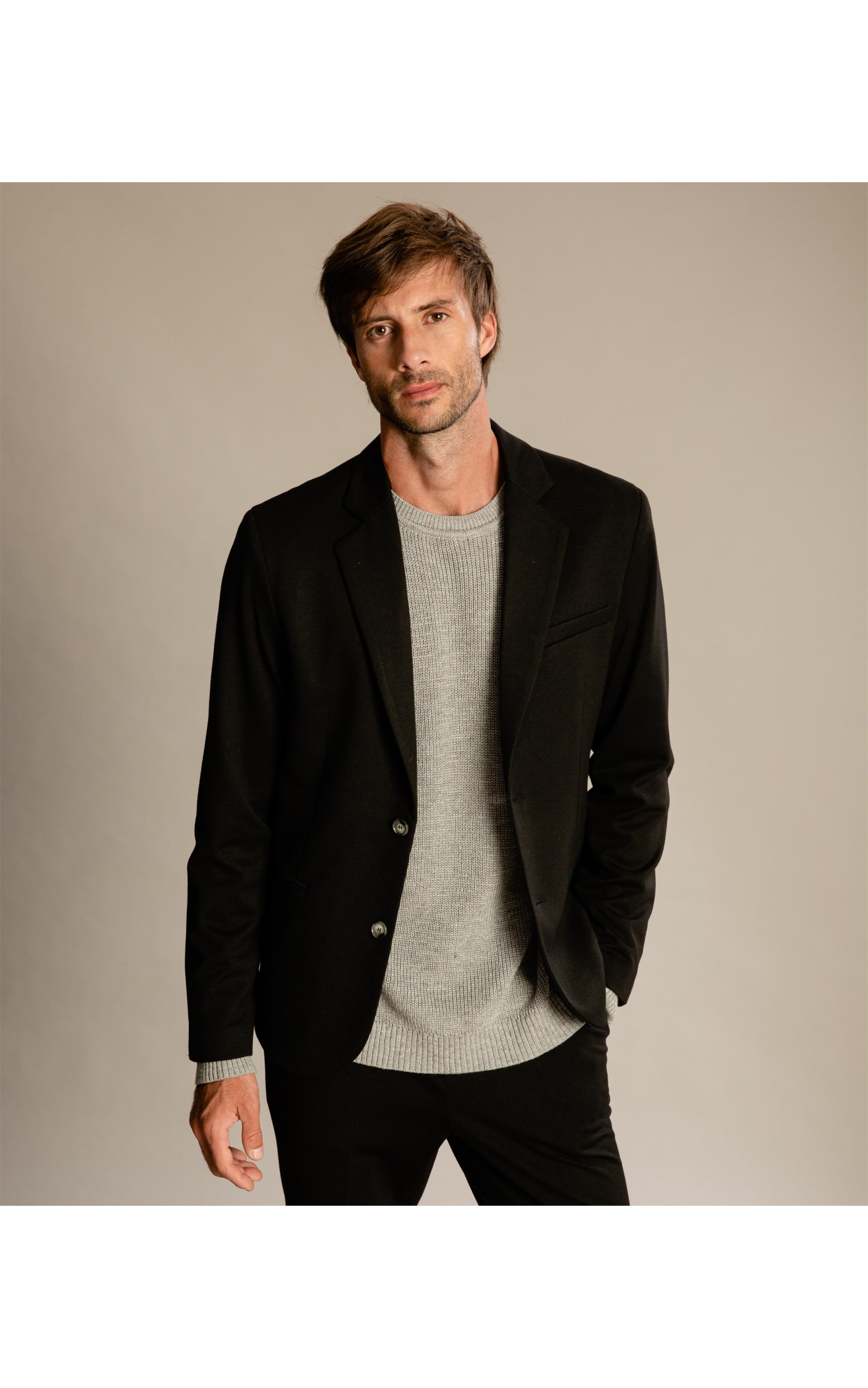Blazer Ponto Roma Preto Mescla