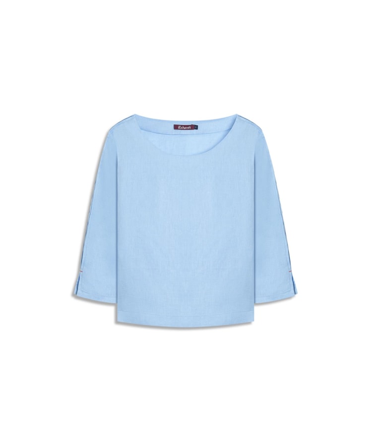 Blusa Amalia Puro Linho Azul Claro