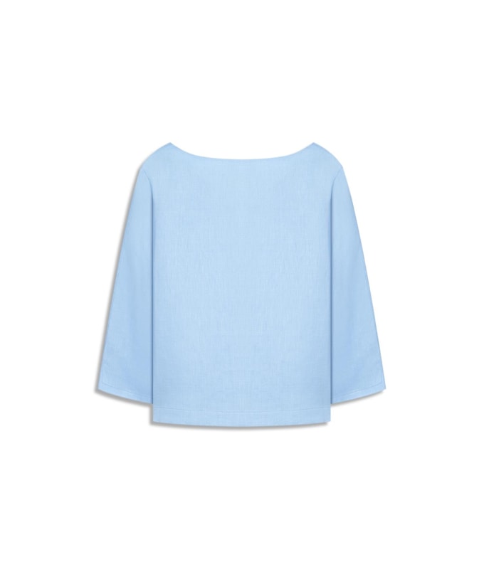 Blusa Amalia Puro Linho Azul Claro