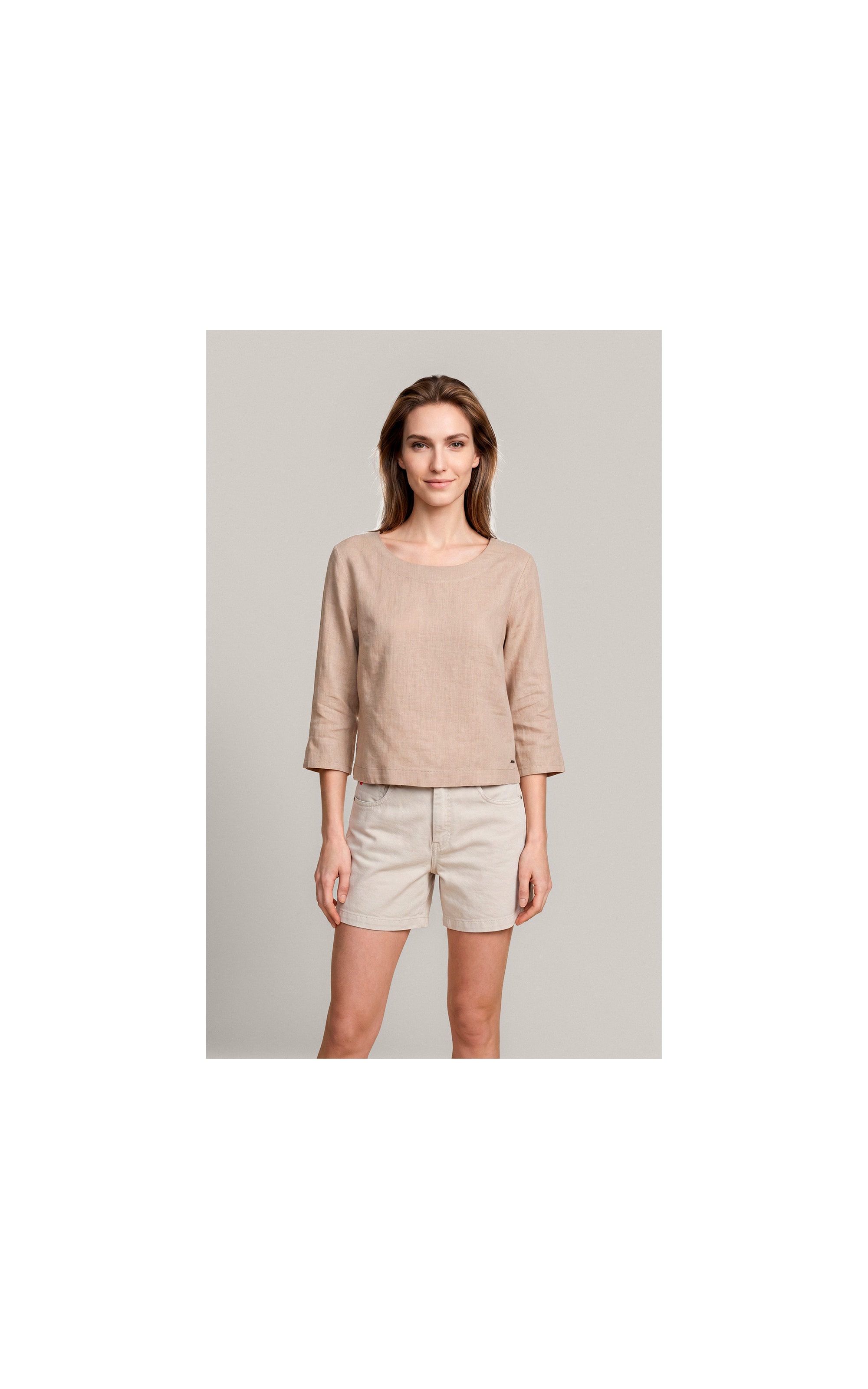 Blusa Amalia Puro Linho Caqui