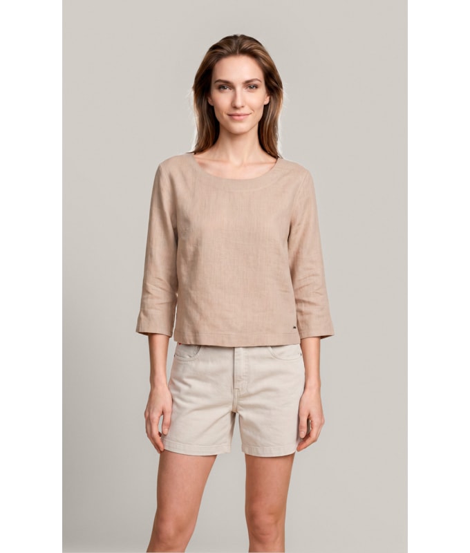 Blusa Amalia Puro Linho Caqui