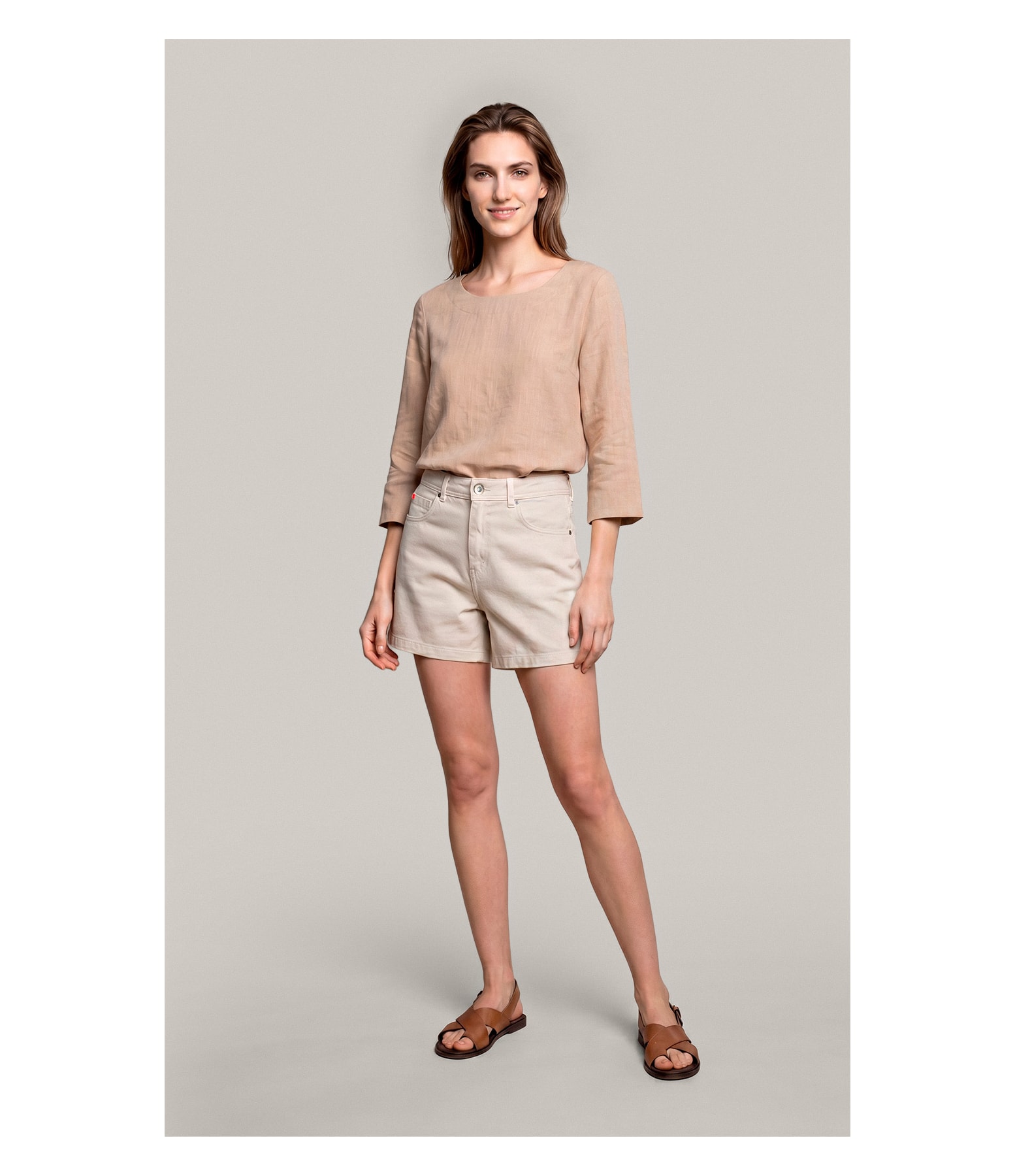 Blusa Amalia Puro Linho Caqui