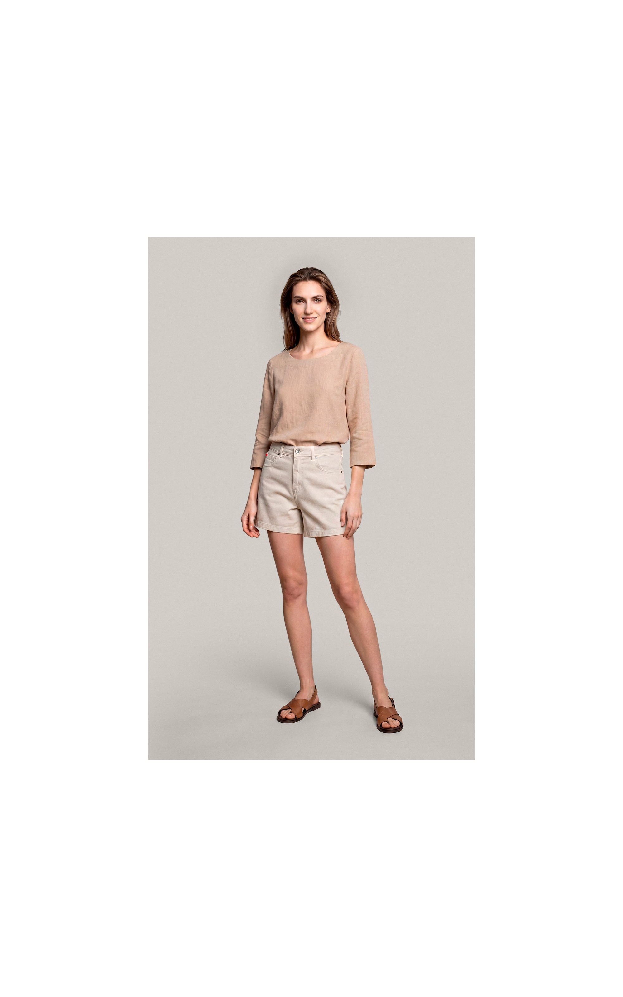 Blusa Amalia Puro Linho Caqui