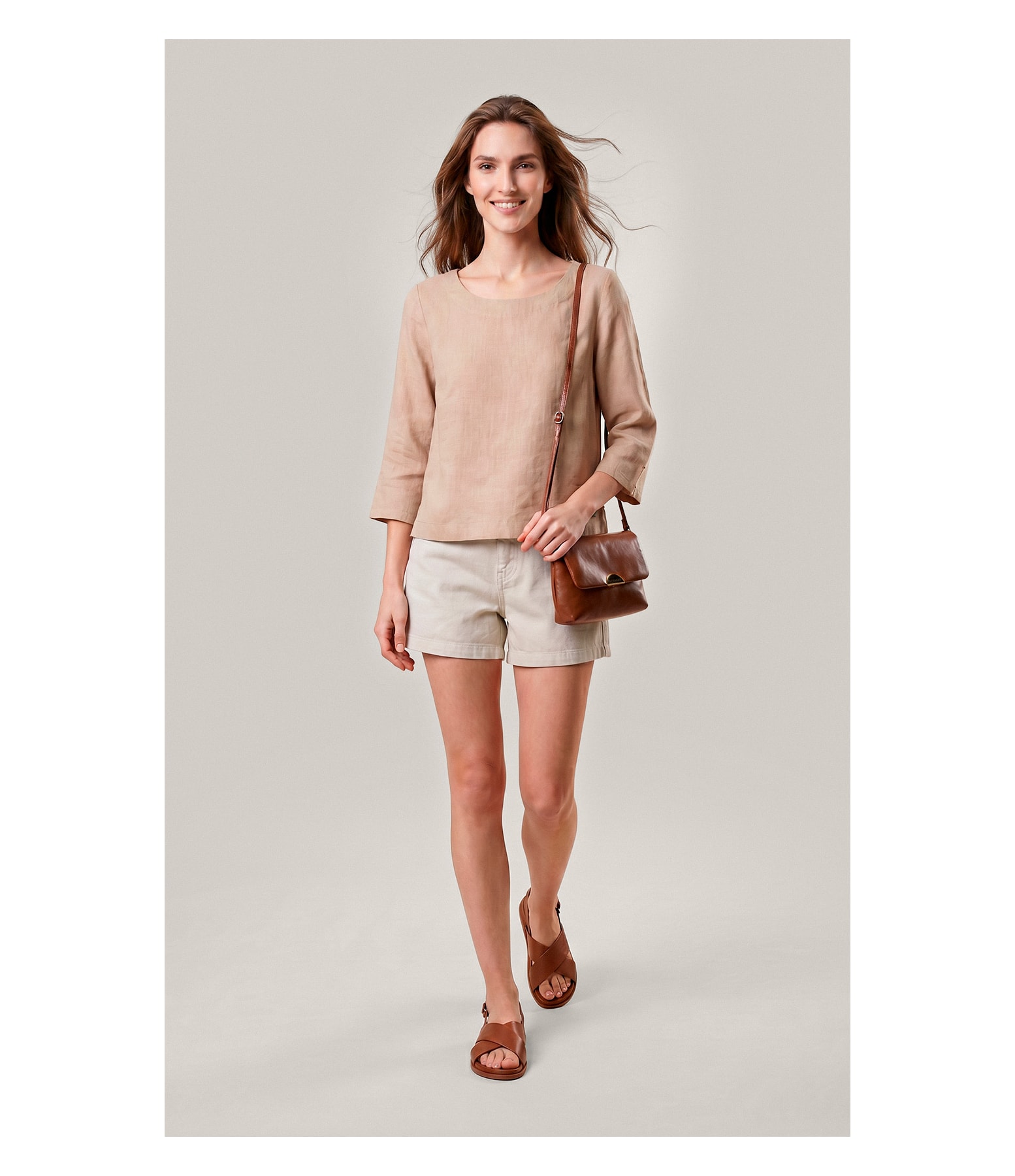 Blusa Amalia Puro Linho Caqui
