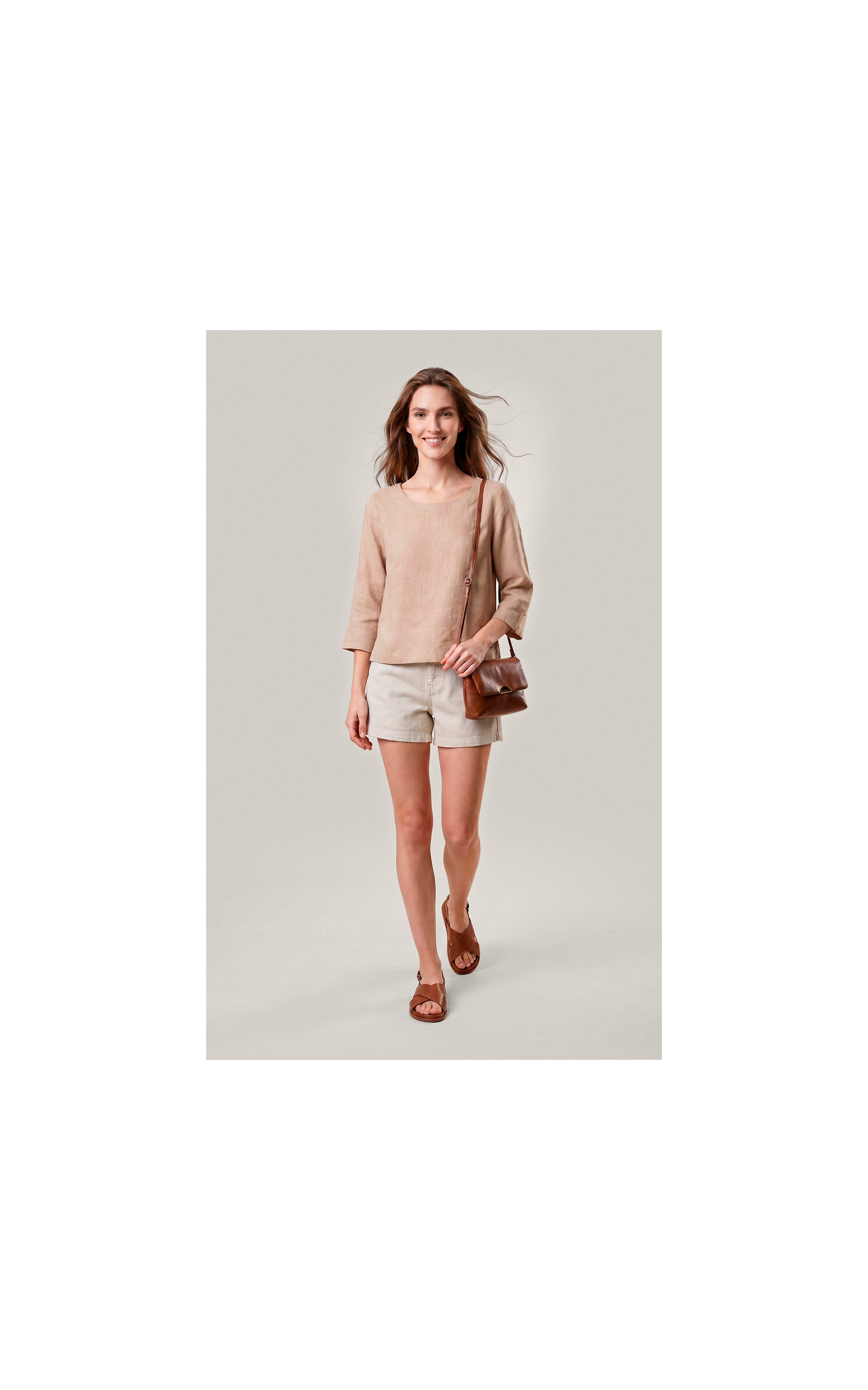Blusa Amalia Puro Linho Caqui