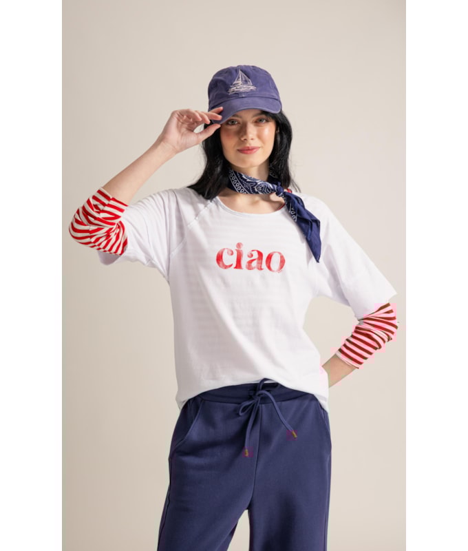 Blusa Amour Ciao Meia Malha Mc Branco