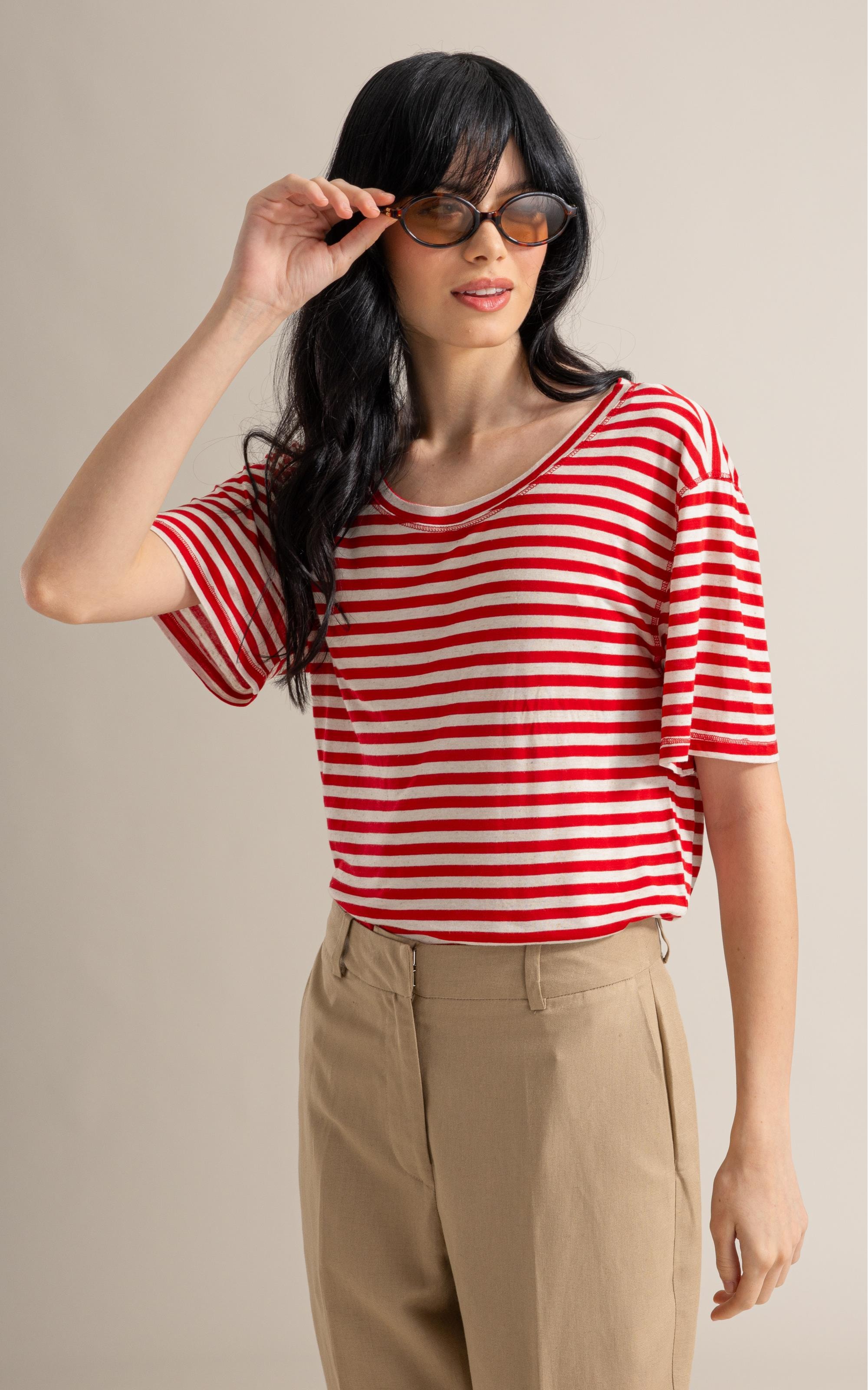 Blusa Andrea Listrada Lb Vermelho
