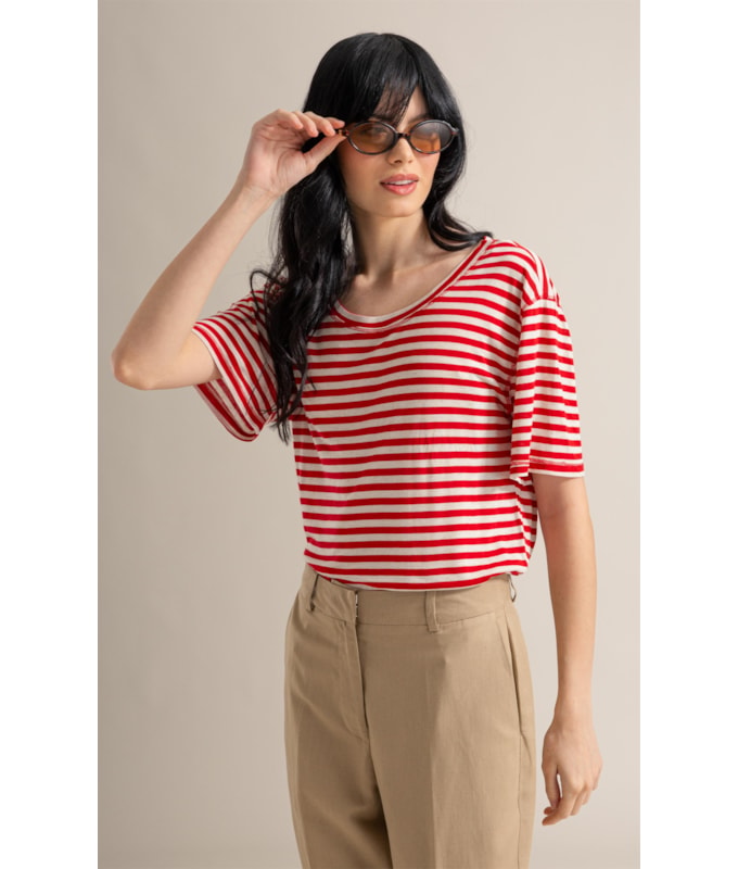 Blusa Andrea Listrada Lb Vermelho