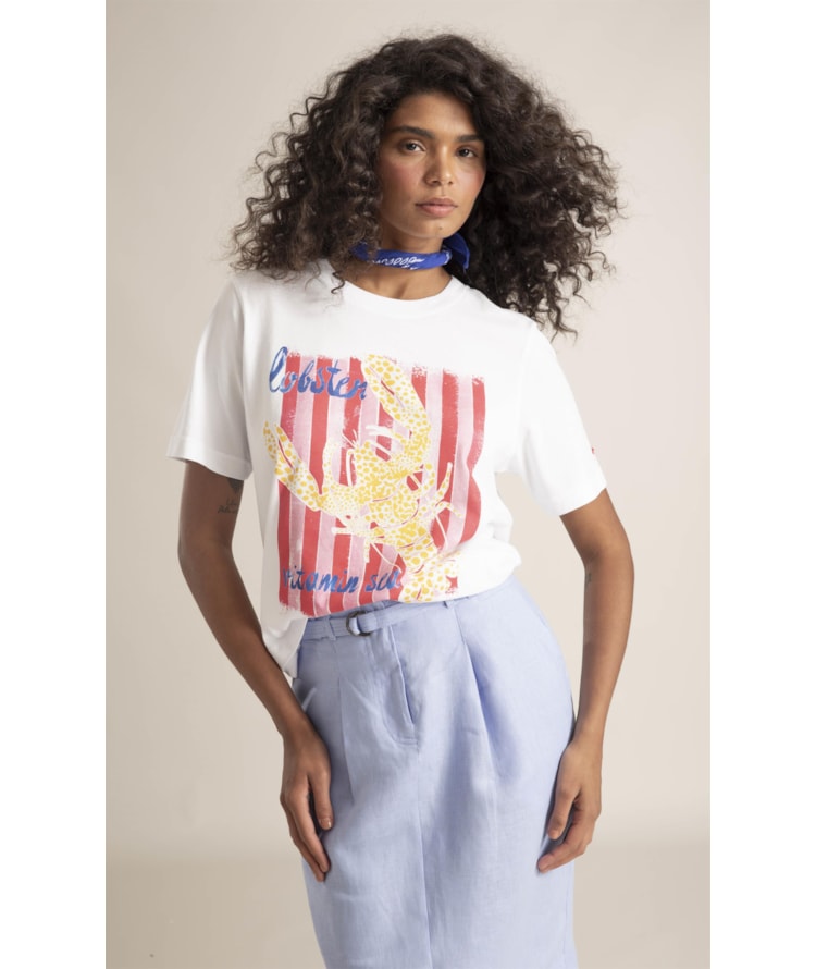 Blusa Ary Estampa Homard Meia Malha Mc Branco