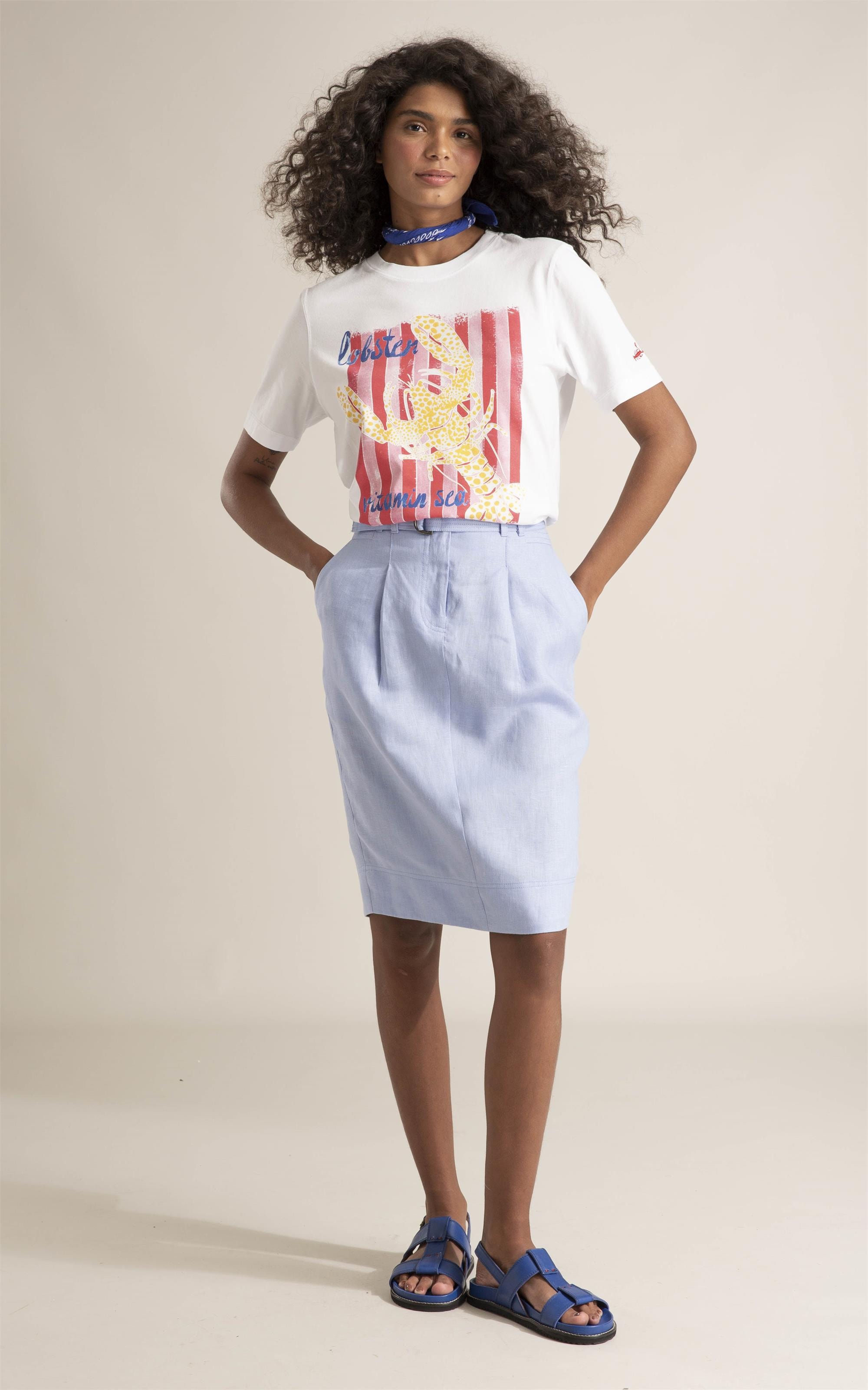 Blusa Ary Estampa Homard Meia Malha Mc Branco