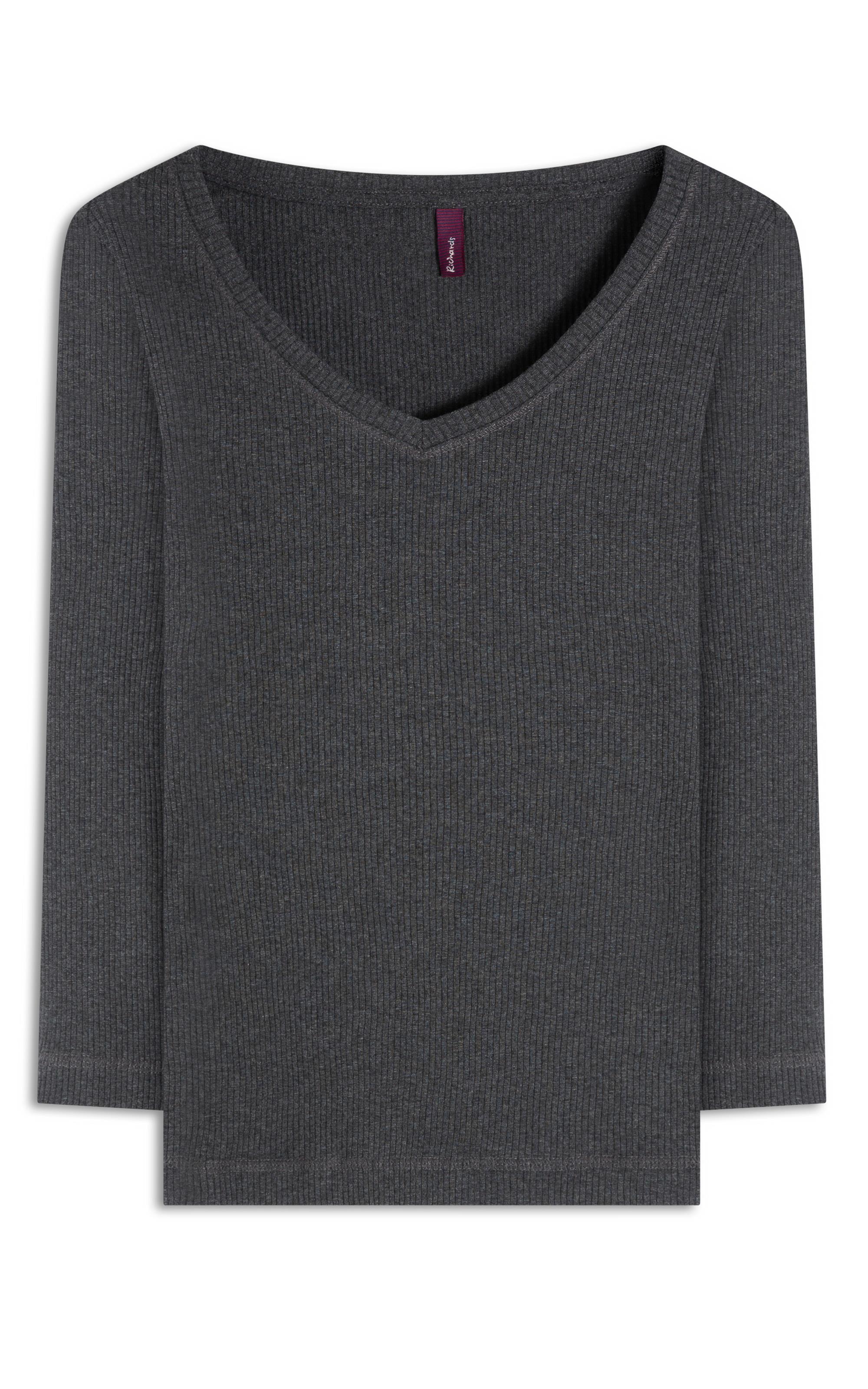  Blusa Aurora Manga 7/8 Chumbo Mescla