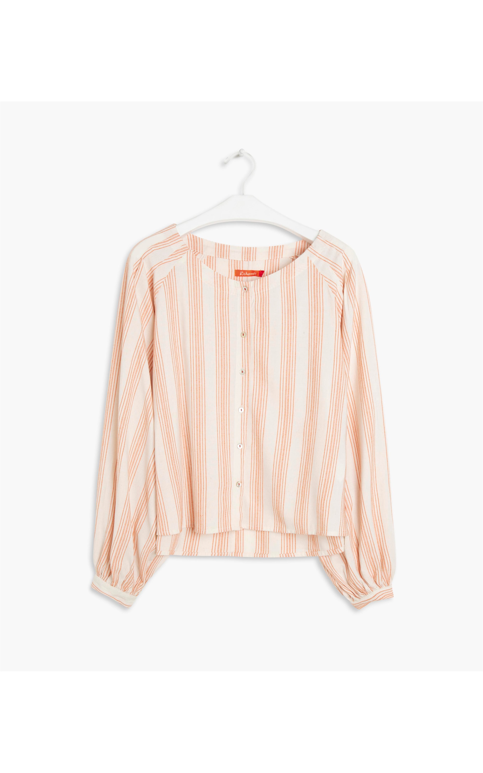 Blusa Bianca Stripe Linho Blend Laranja