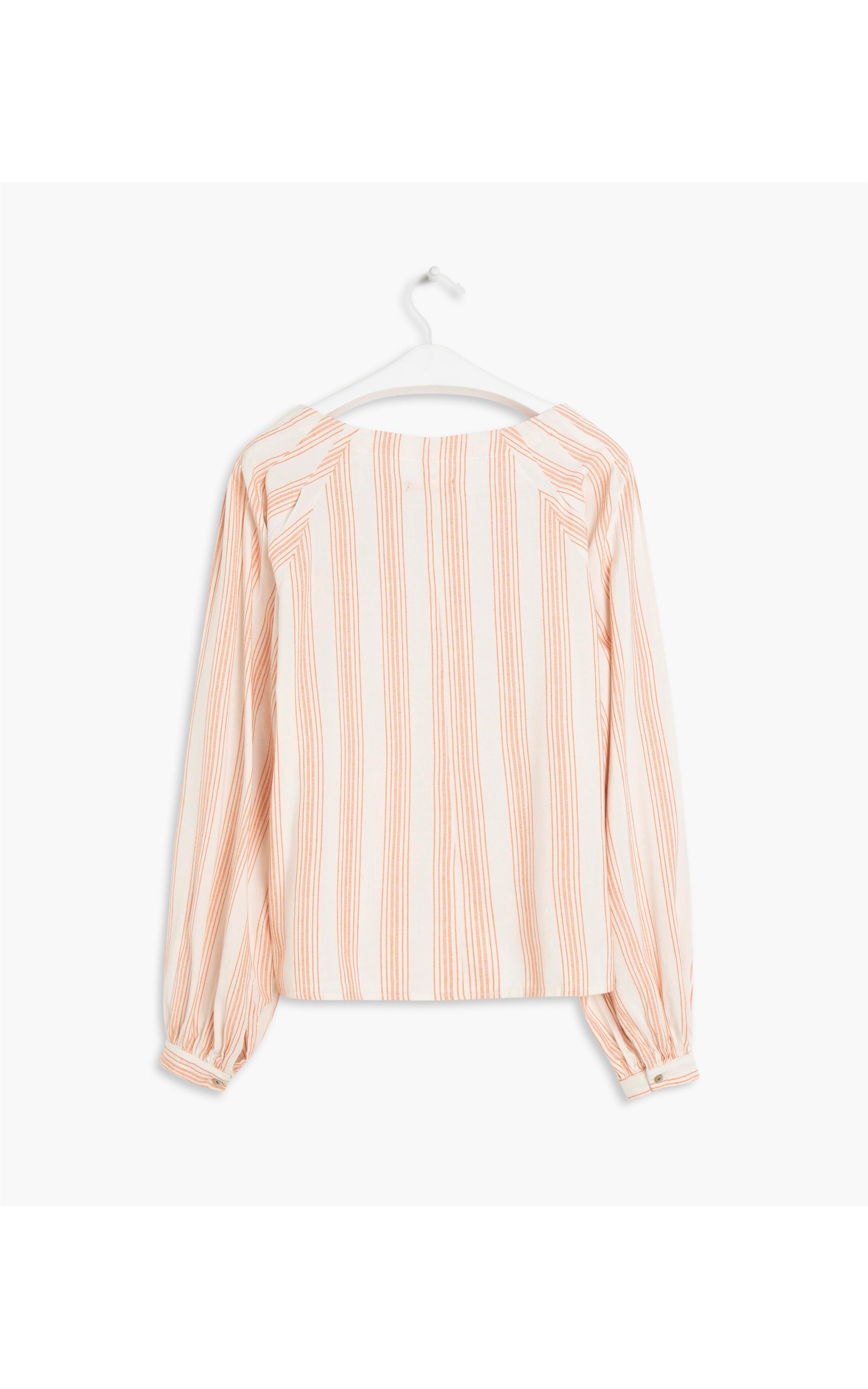 Blusa Bianca Stripe Linho Blend Laranja