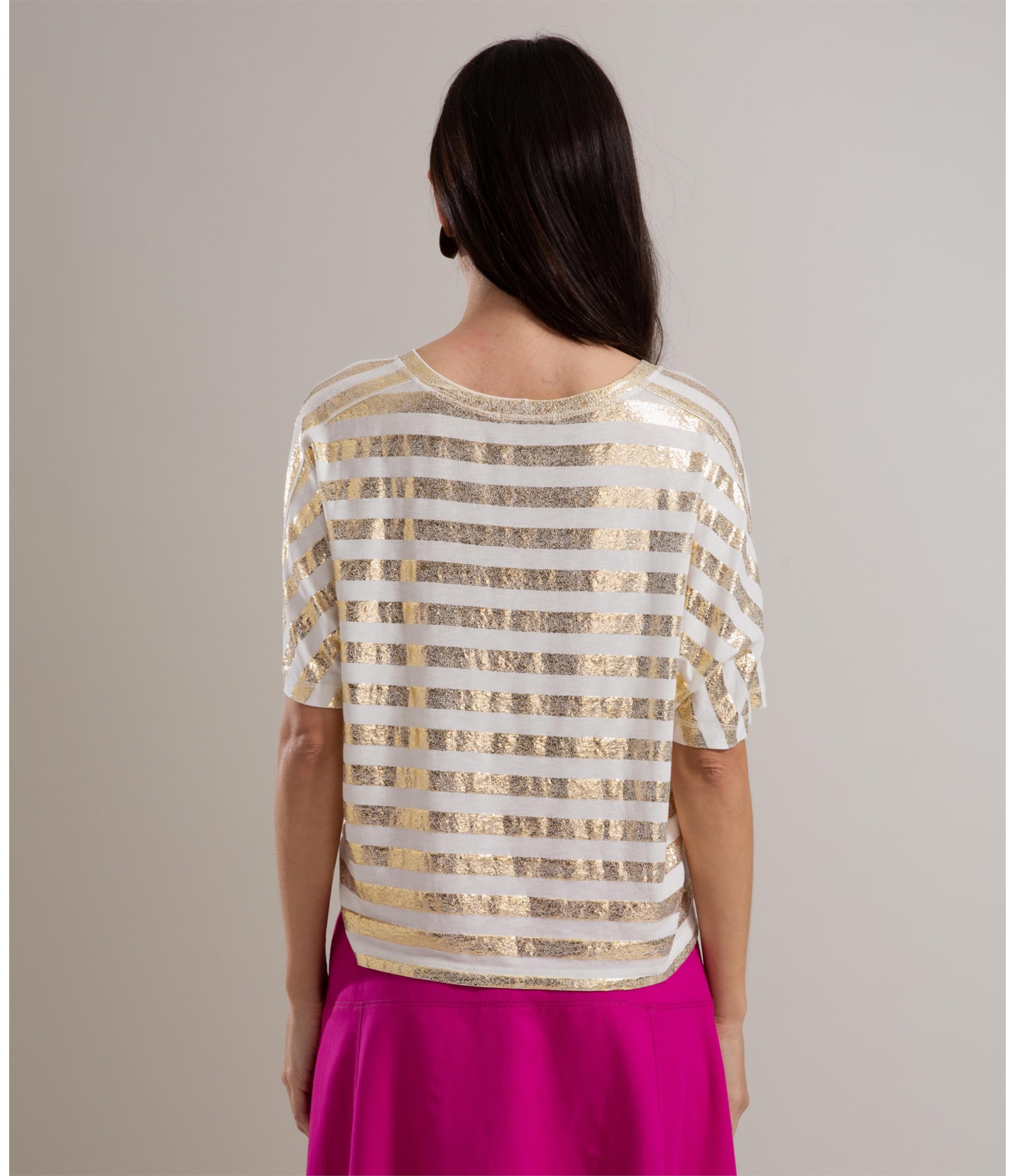 Blusa Bruna Listra Foil Dourado