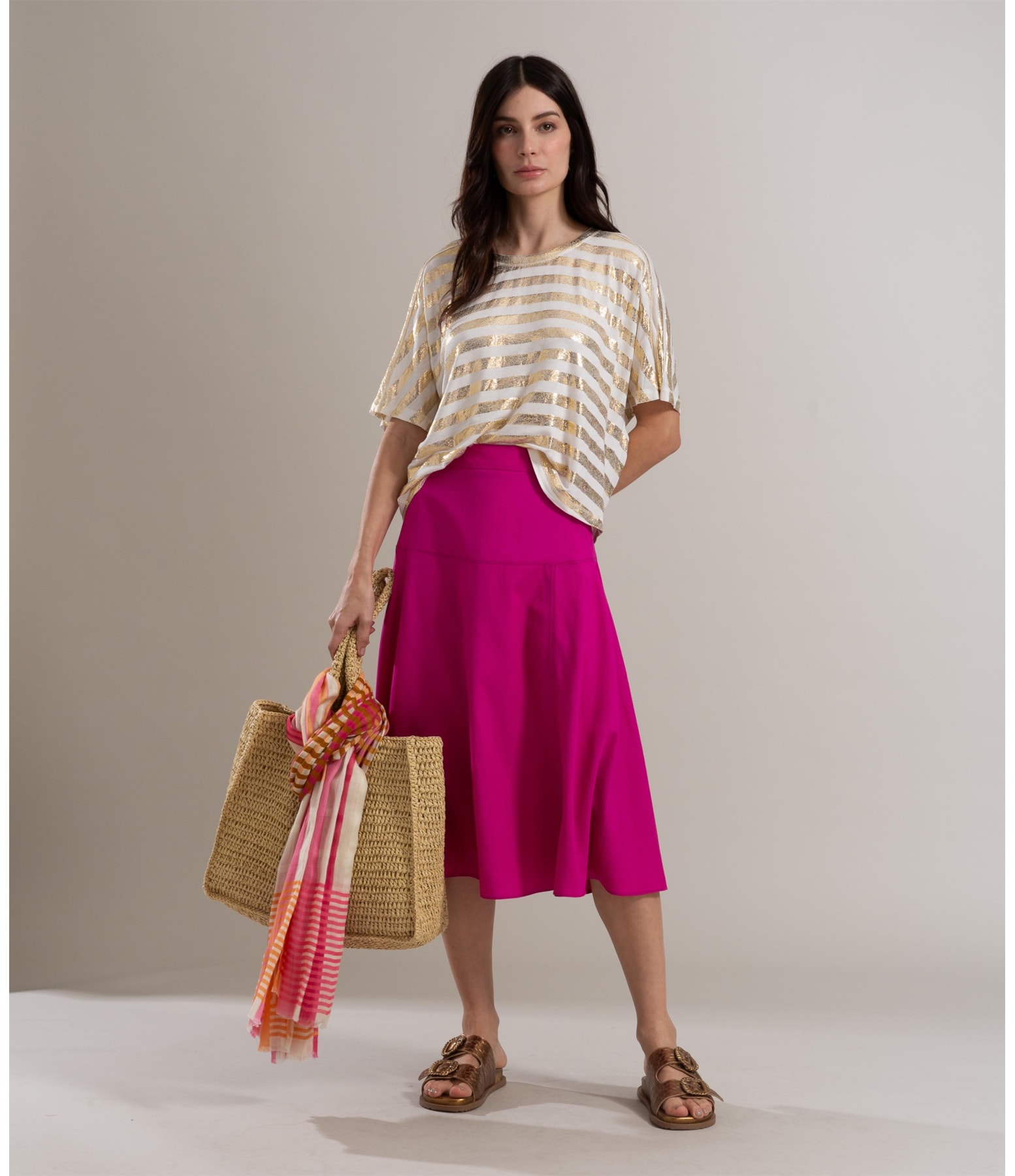 Blusa Bruna Listra Foil Dourado
