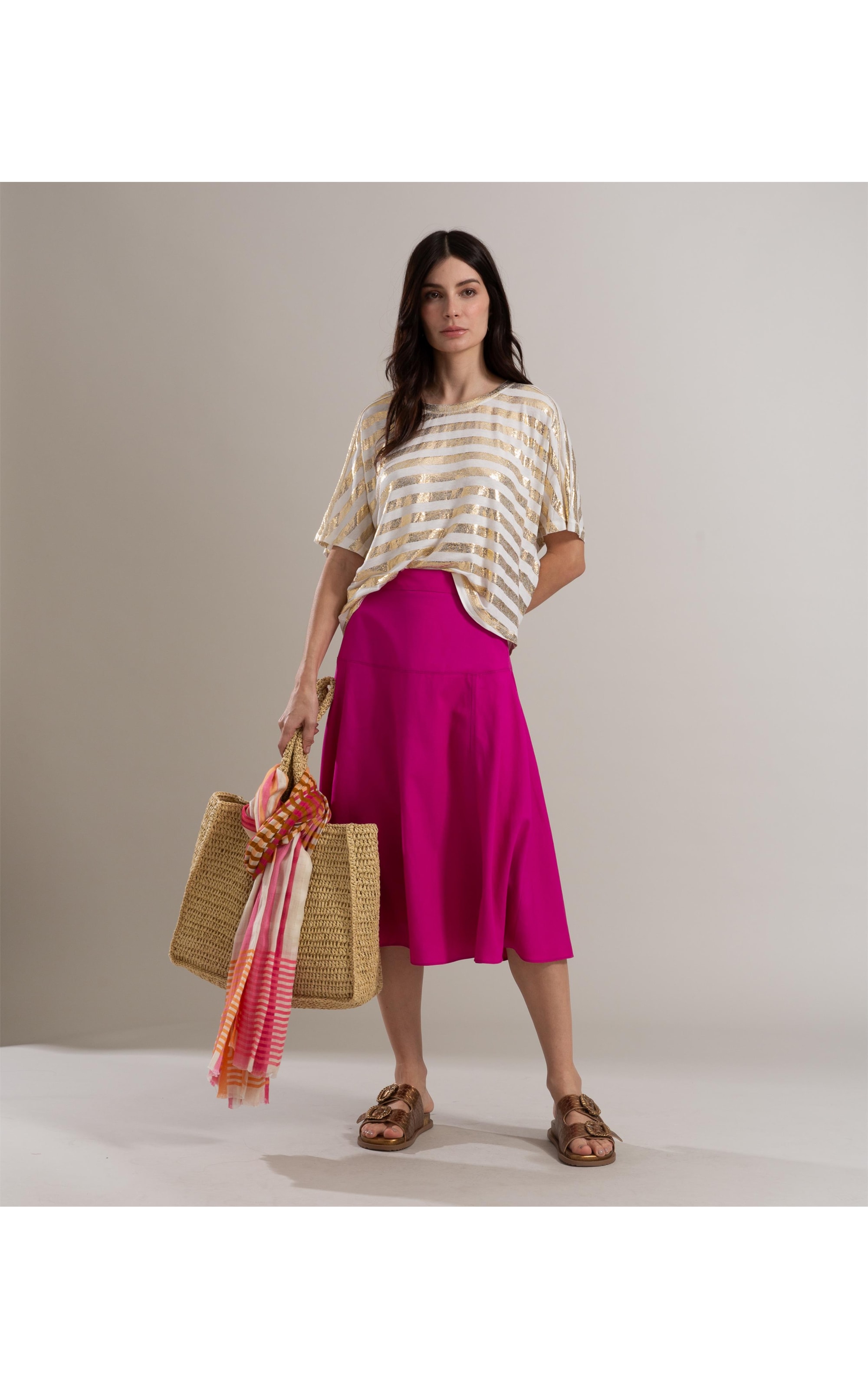 Blusa Bruna Listra Foil Dourado