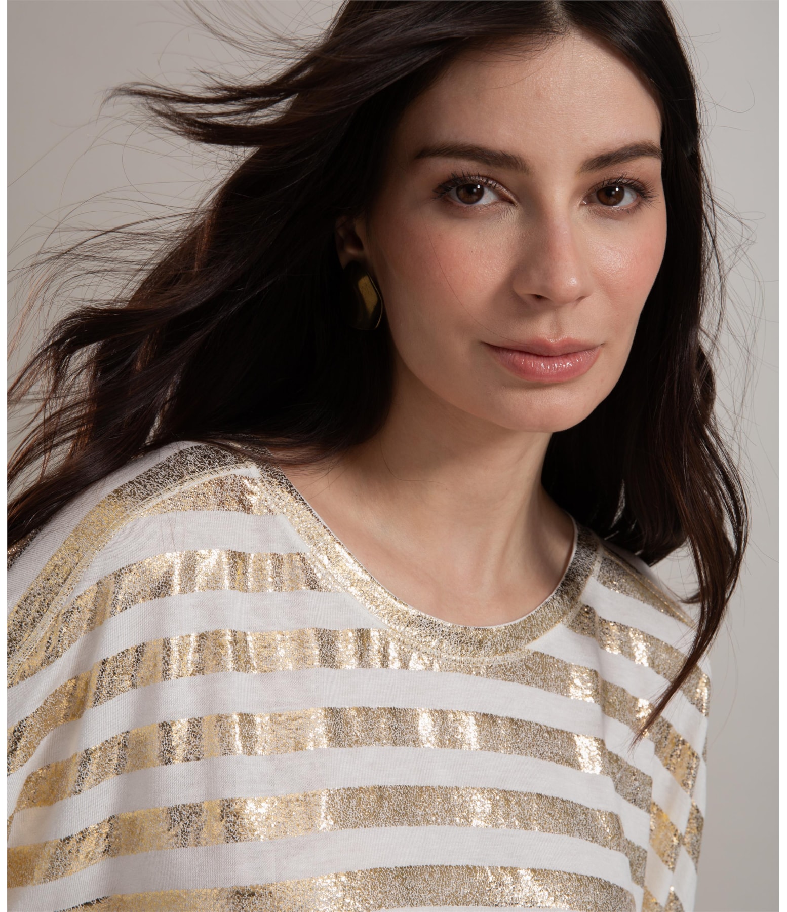 Blusa Bruna Listra Foil Dourado
