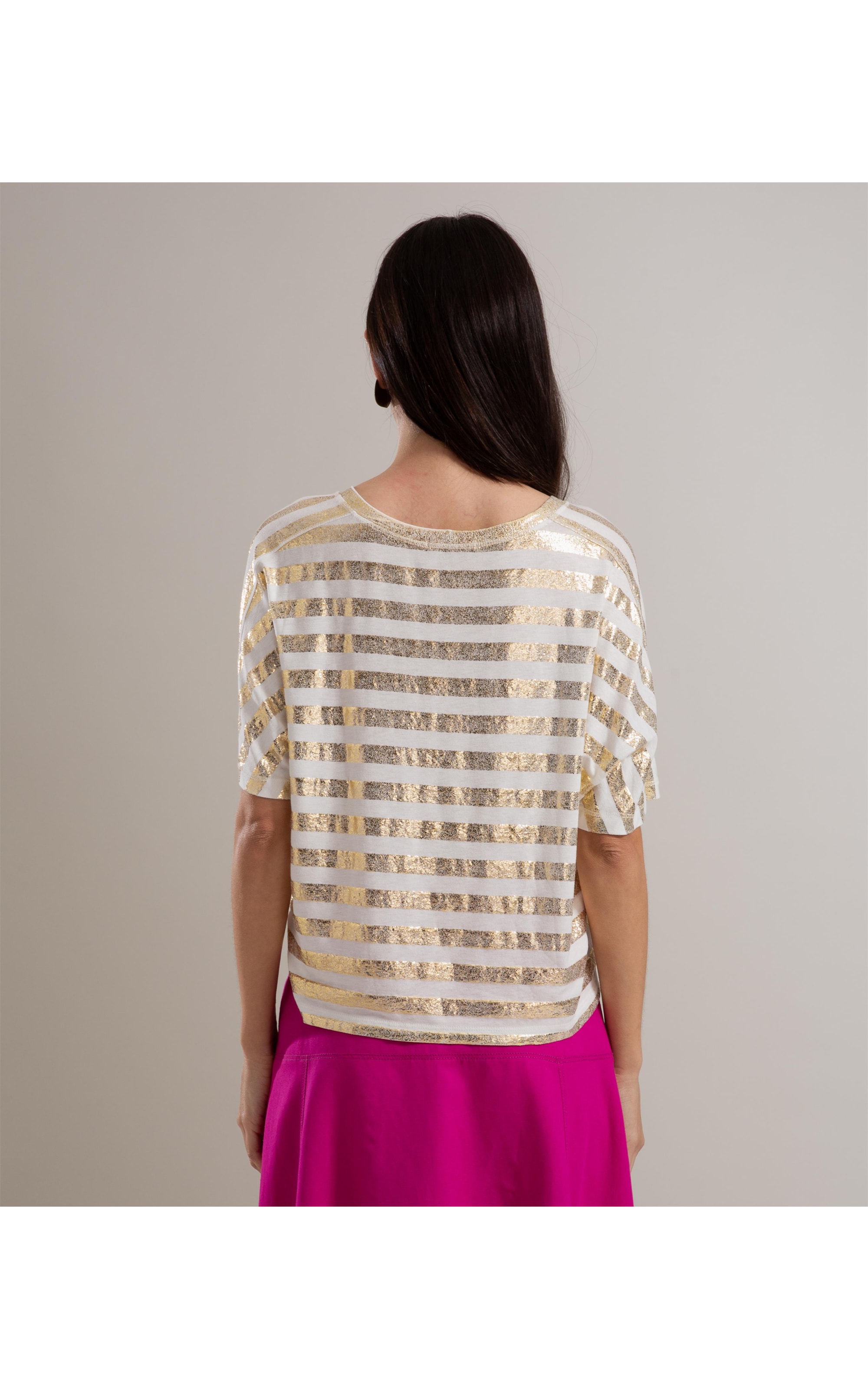 Blusa Bruna Listra Foil Dourado