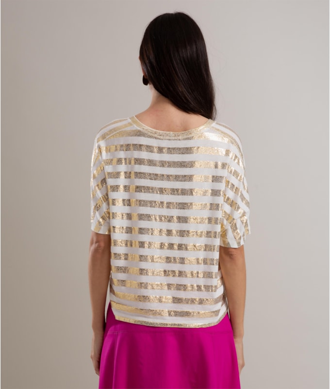 Blusa Bruna Listra Foil Dourado