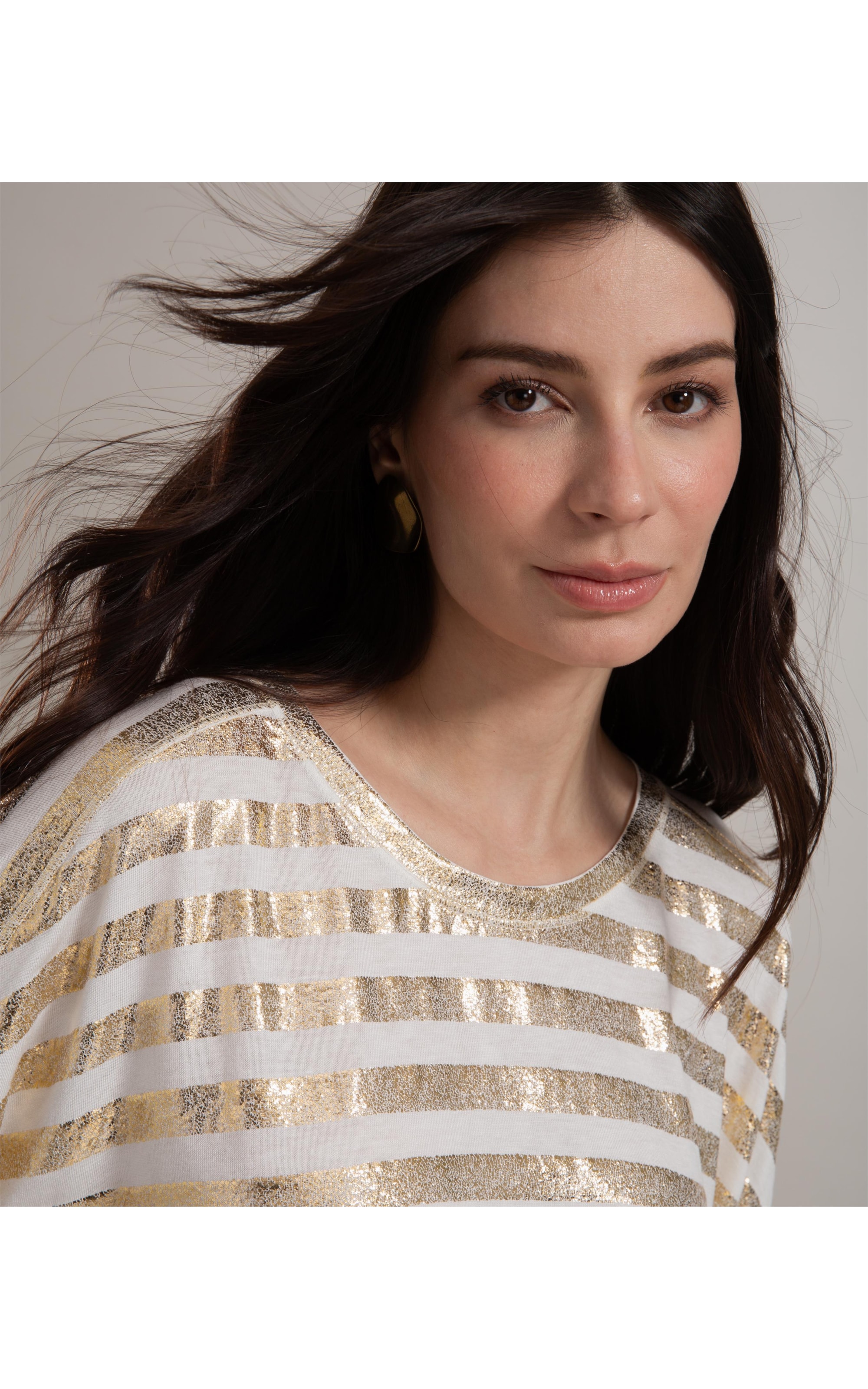 Blusa Bruna Listra Foil Dourado