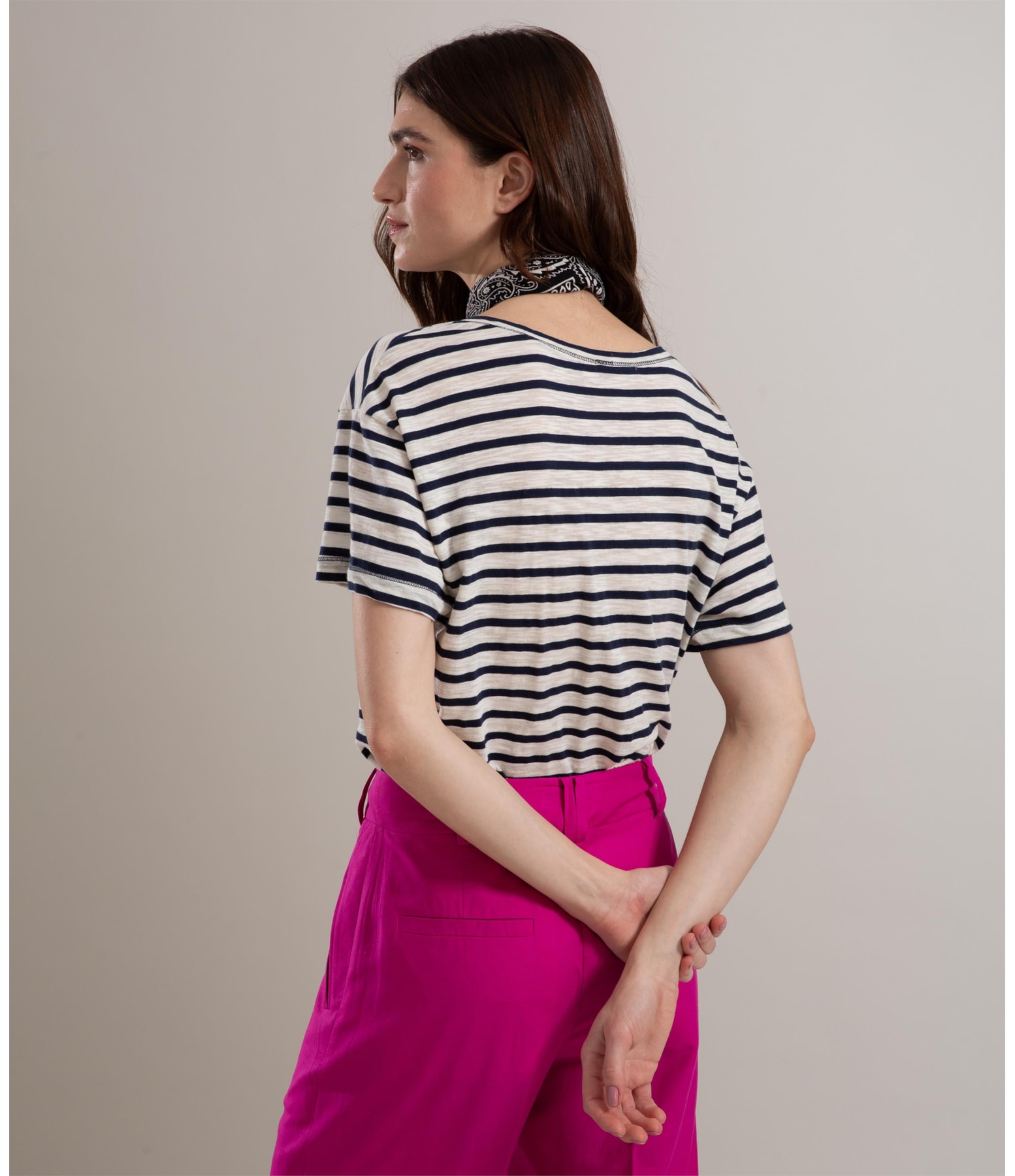 Blusa Camille Listrada Algodão Dark Navy